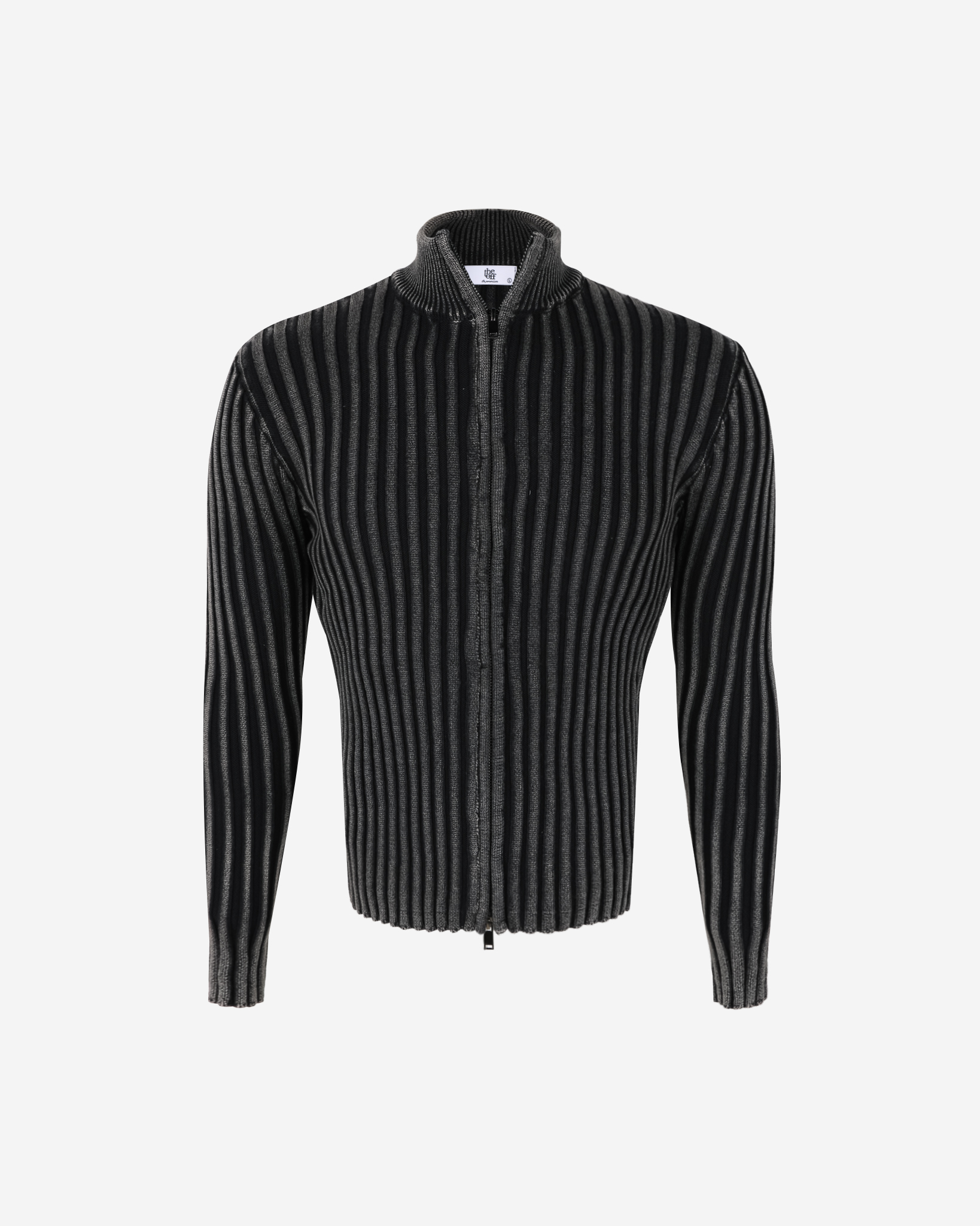 Pigment ribbed muscle knit zip-up