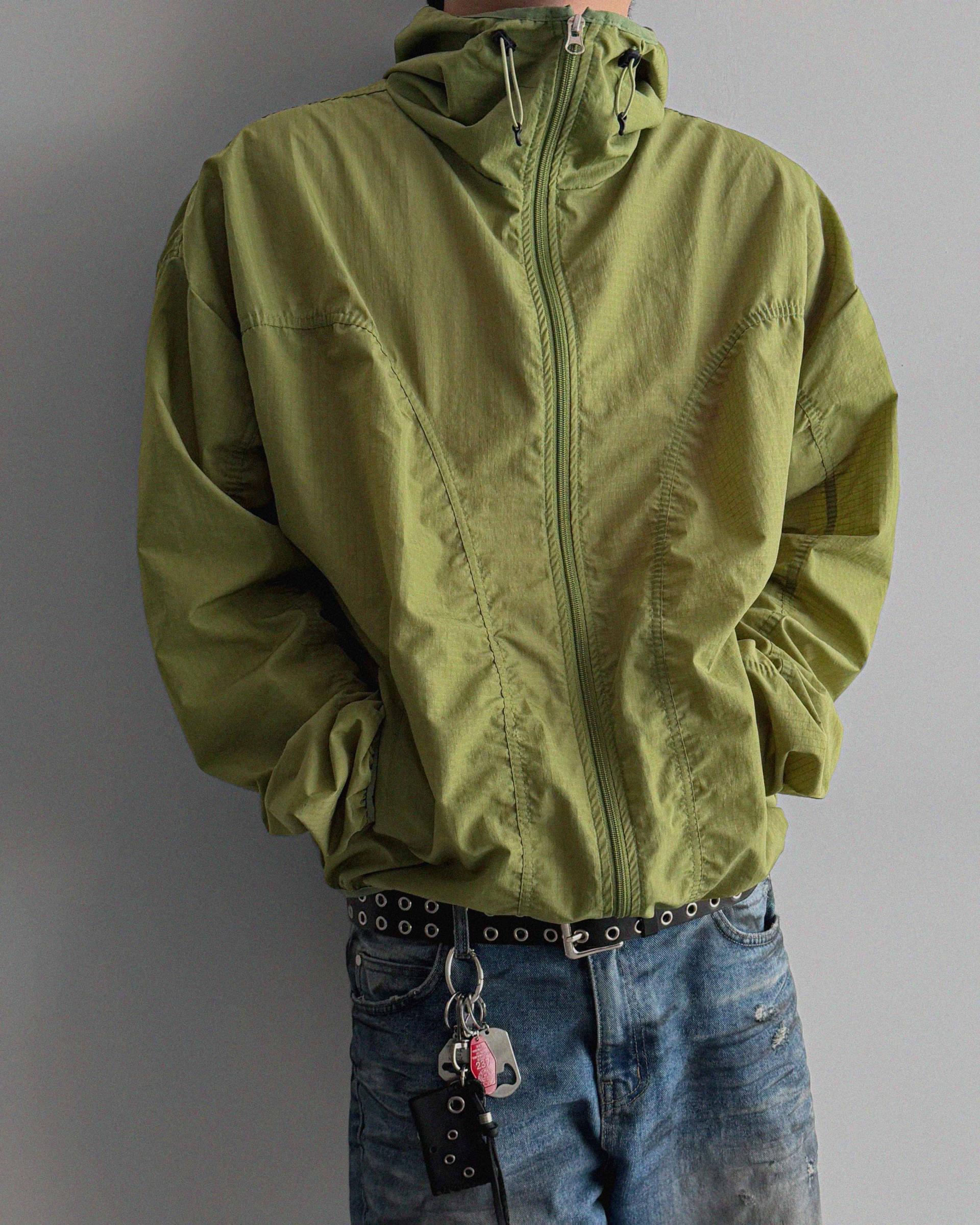 Core shirring waterproof hooded jacket