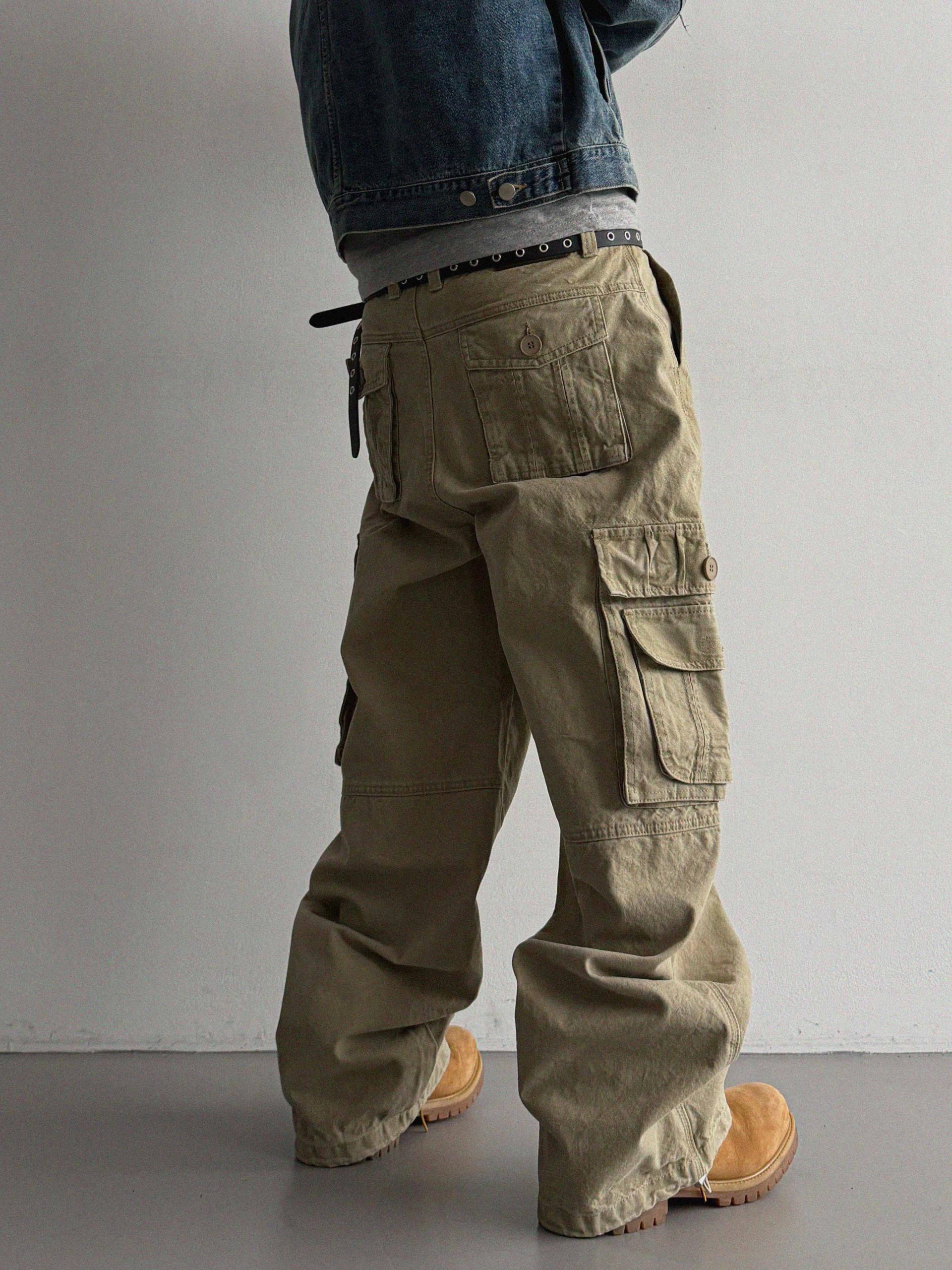 Ampty dyeing wide cargo pants