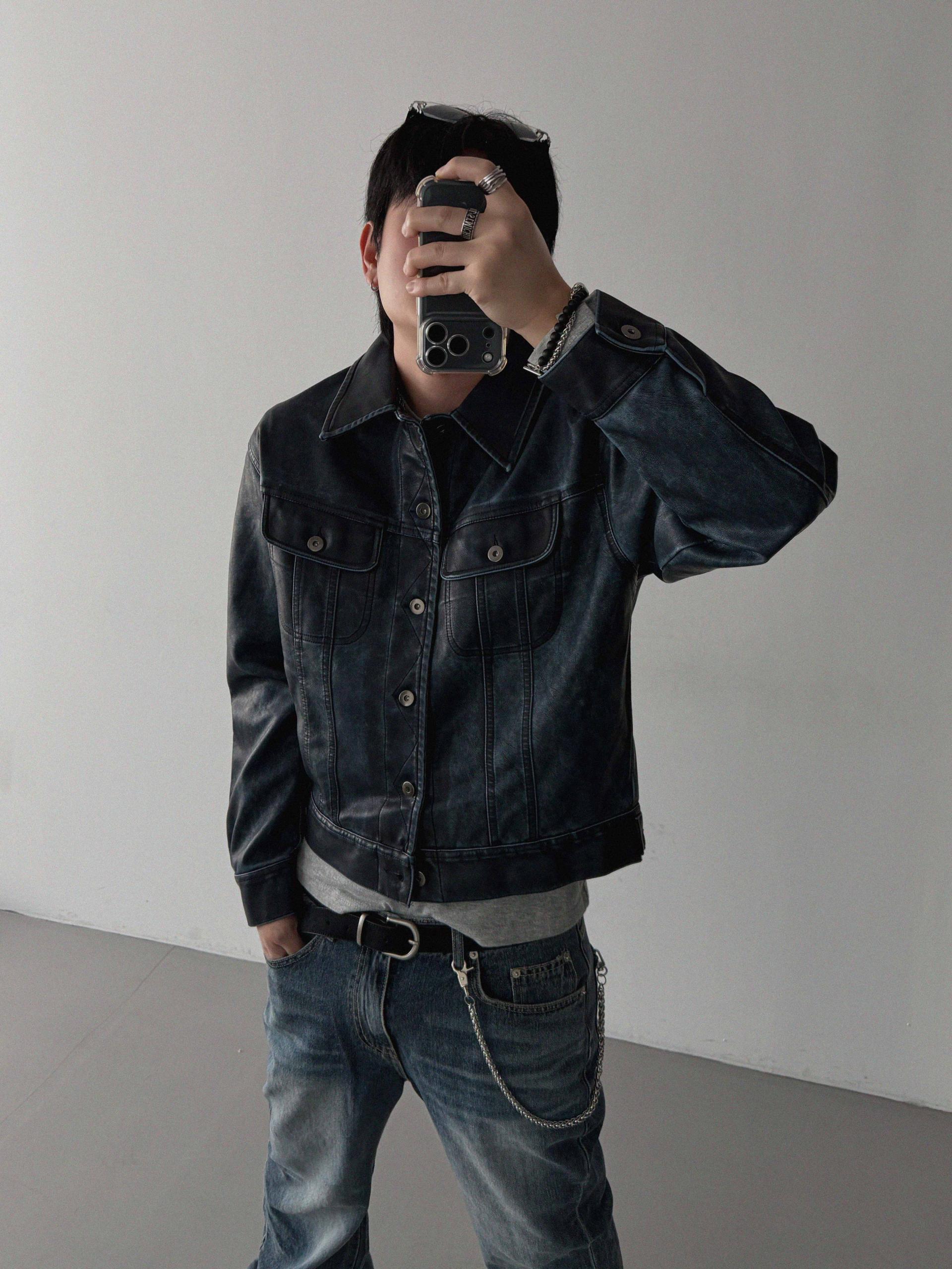 Deep brush flare denim pants