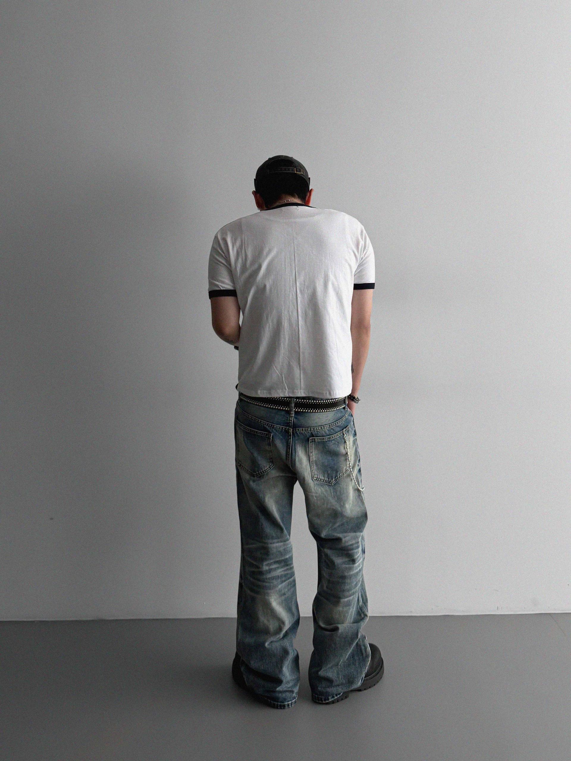 Mobe sand flare denim pants