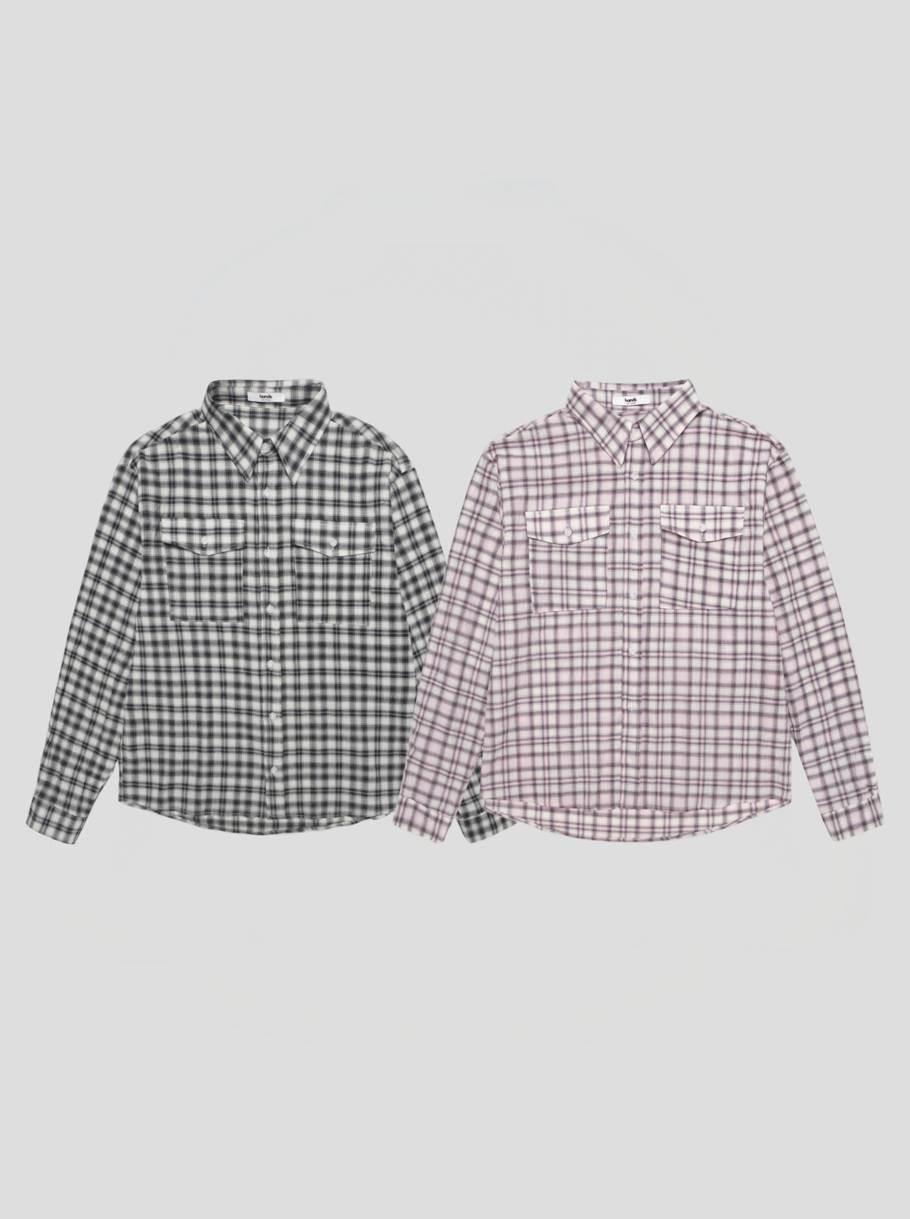 Linen two pocket crop check shirt