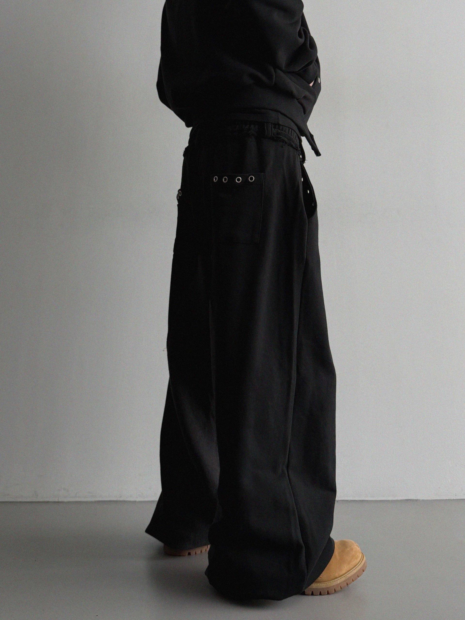 Color blocked eyelet wide sweat pants
