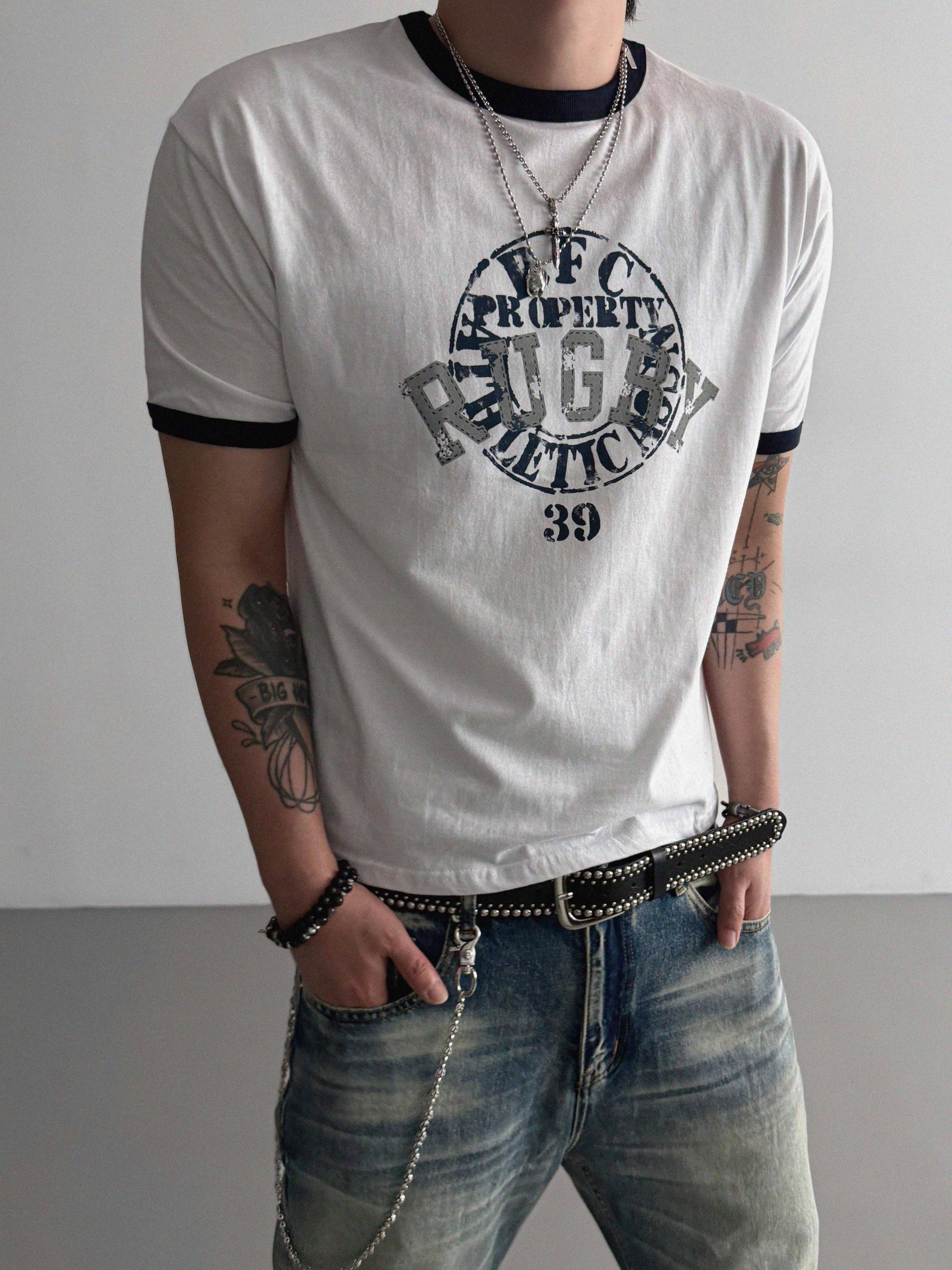 Rugby ringer muscle crop half t