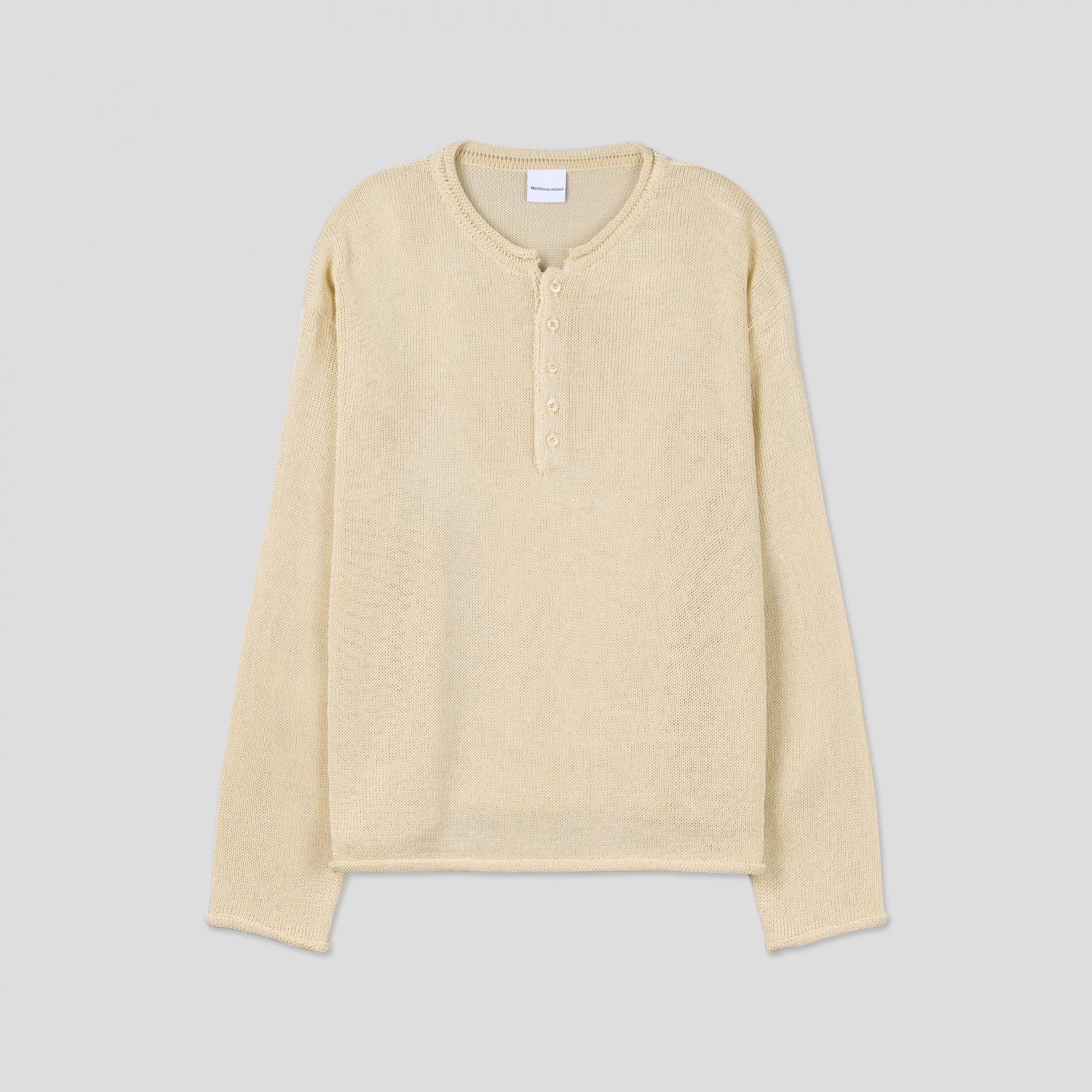 Summer henley neck see-through knit