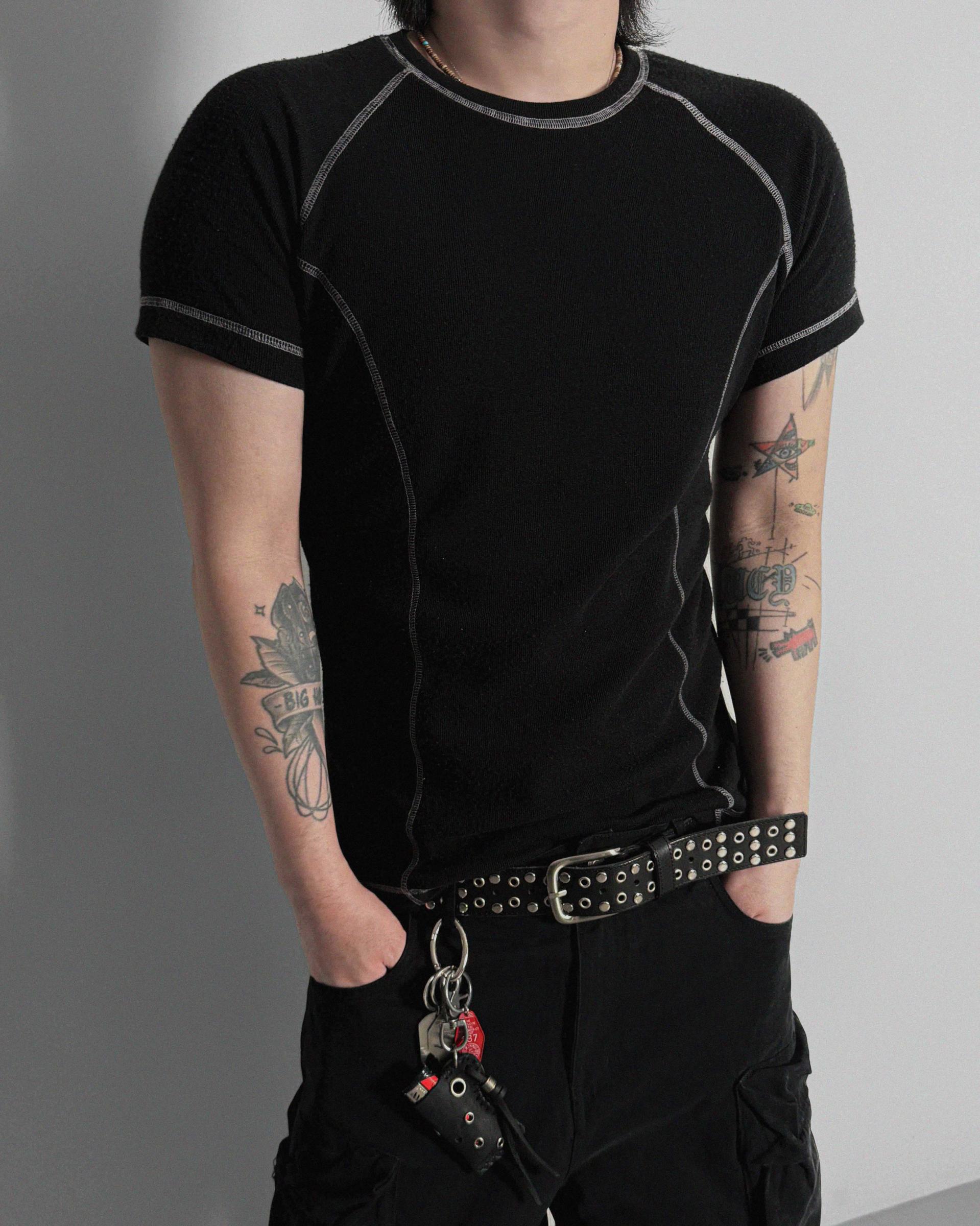 Slim stitch muscle half t