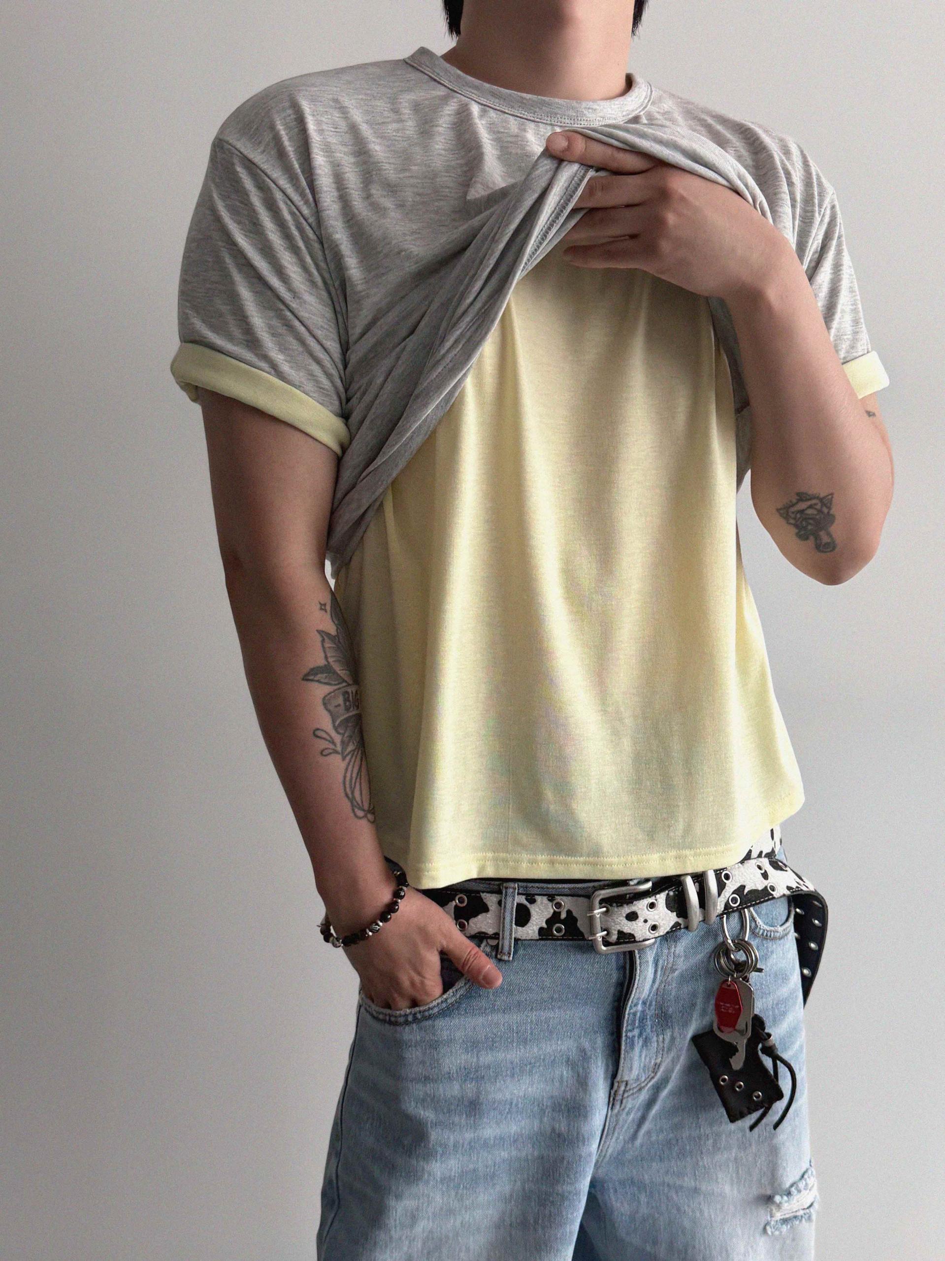 Silk layered crop half t