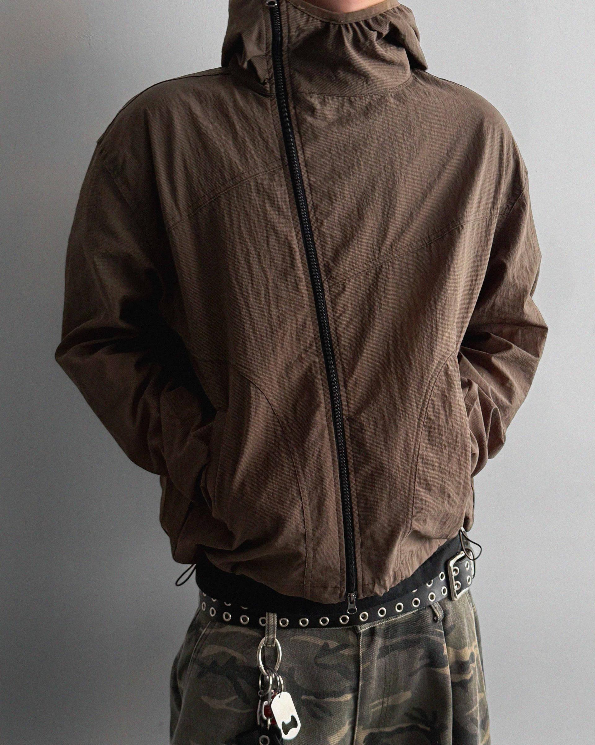Summer diagonal zipper hood jacket