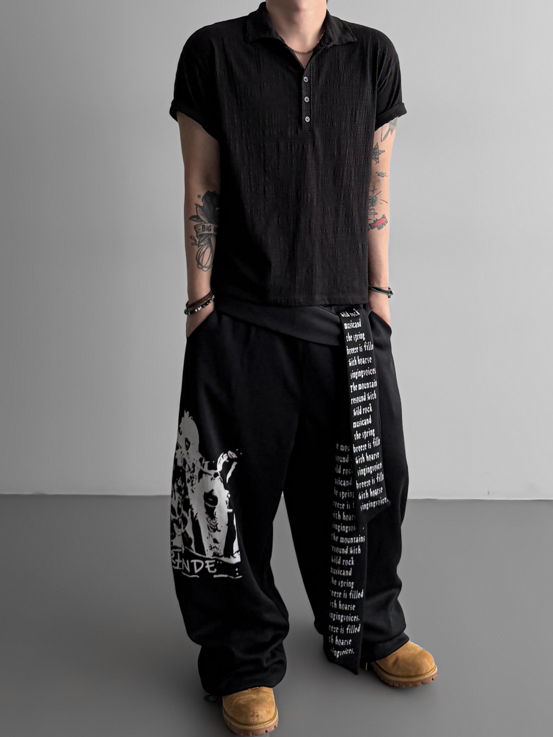 Lettering graphic strap sweat pants