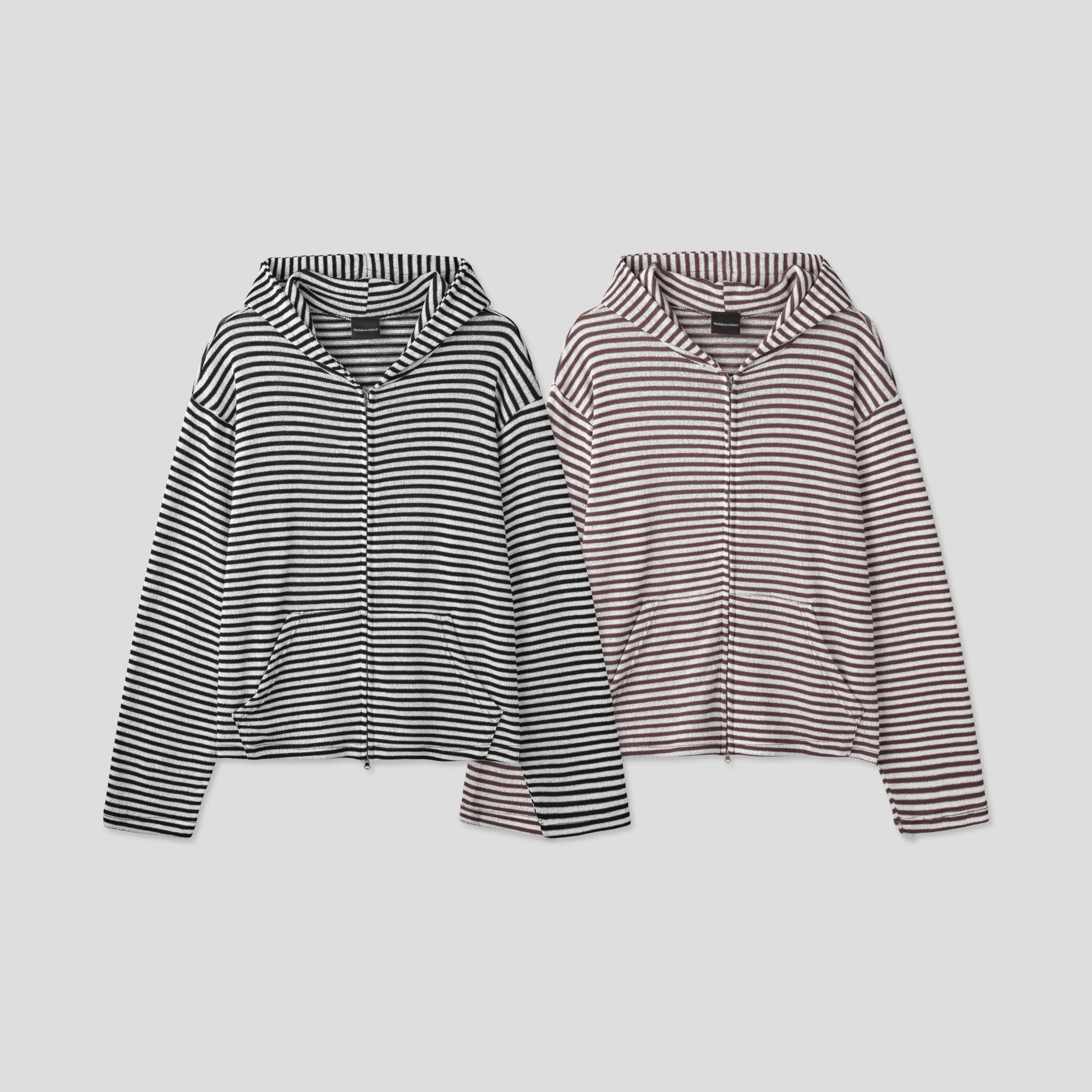 Seide stripe crop hood zip-up