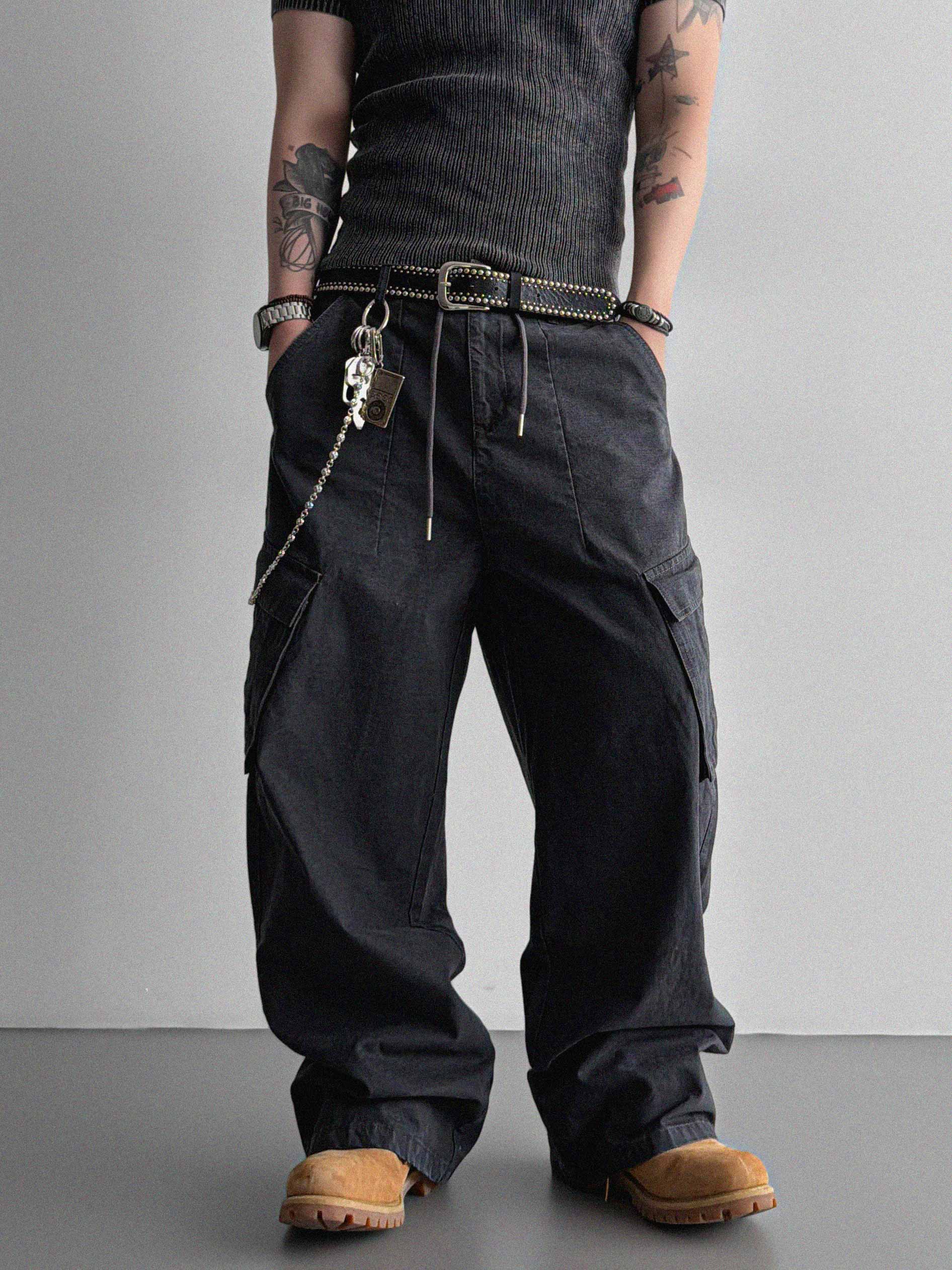 Dyed ripstop cargo curved pants