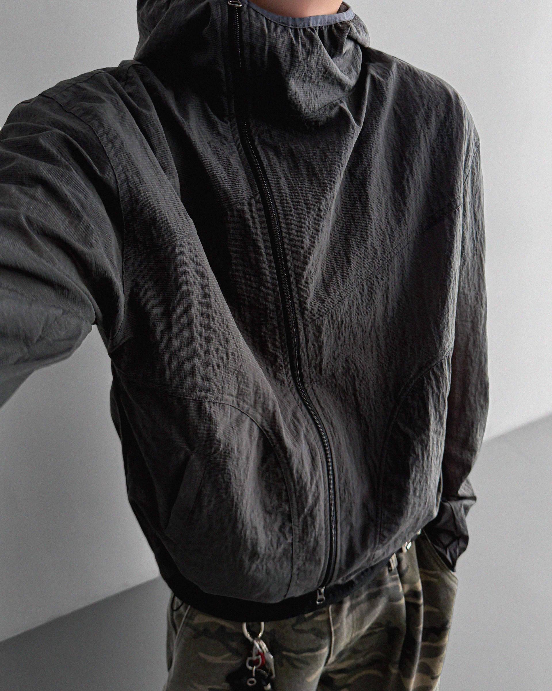 Summer diagonal zipper hood jacket