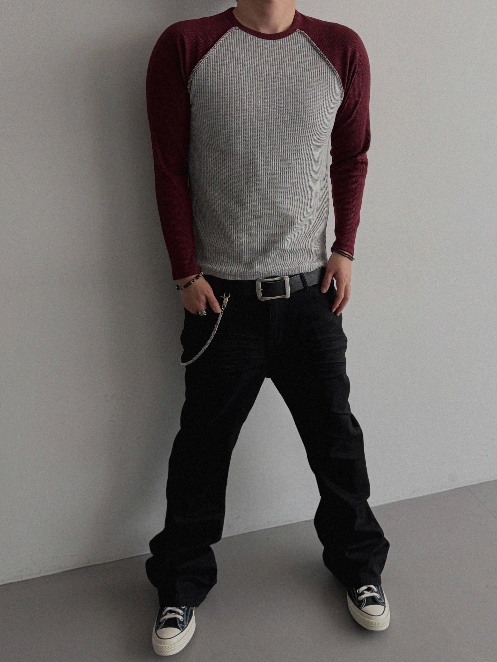 Tukhines waffle slim raglan t