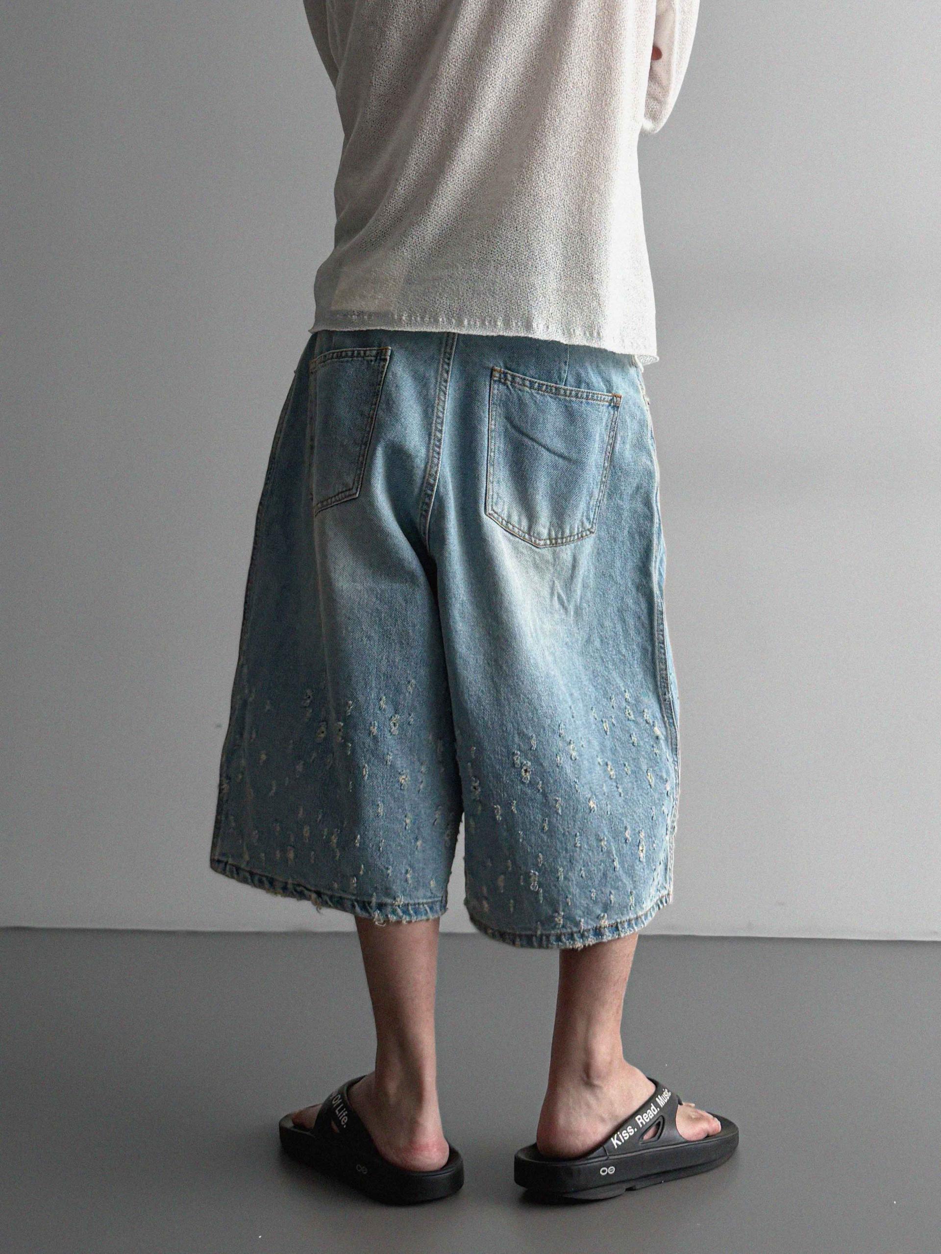 Bullet denim bermuda pants