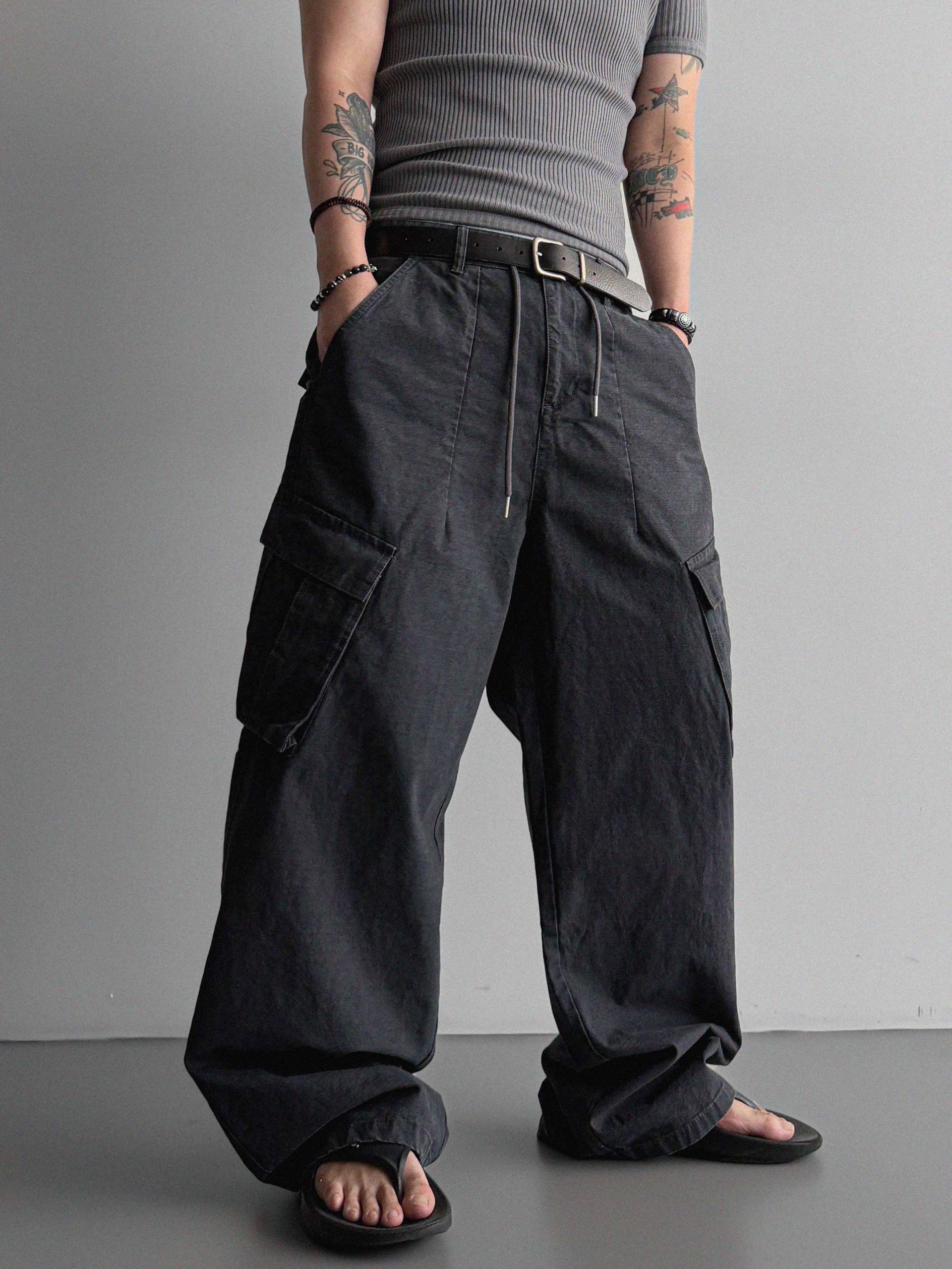 Dyed ripstop cargo curved pants