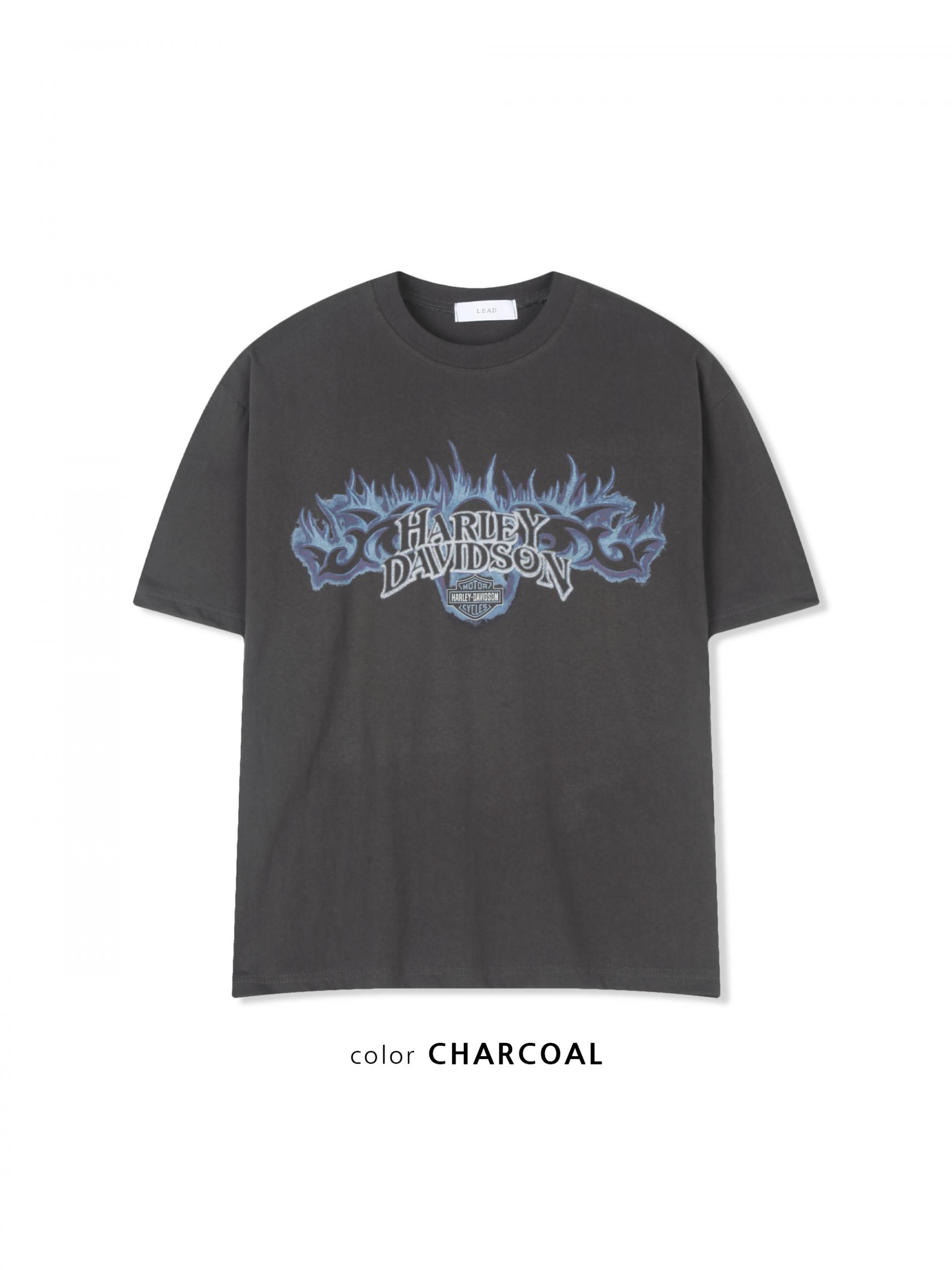 Flame harley crop half t