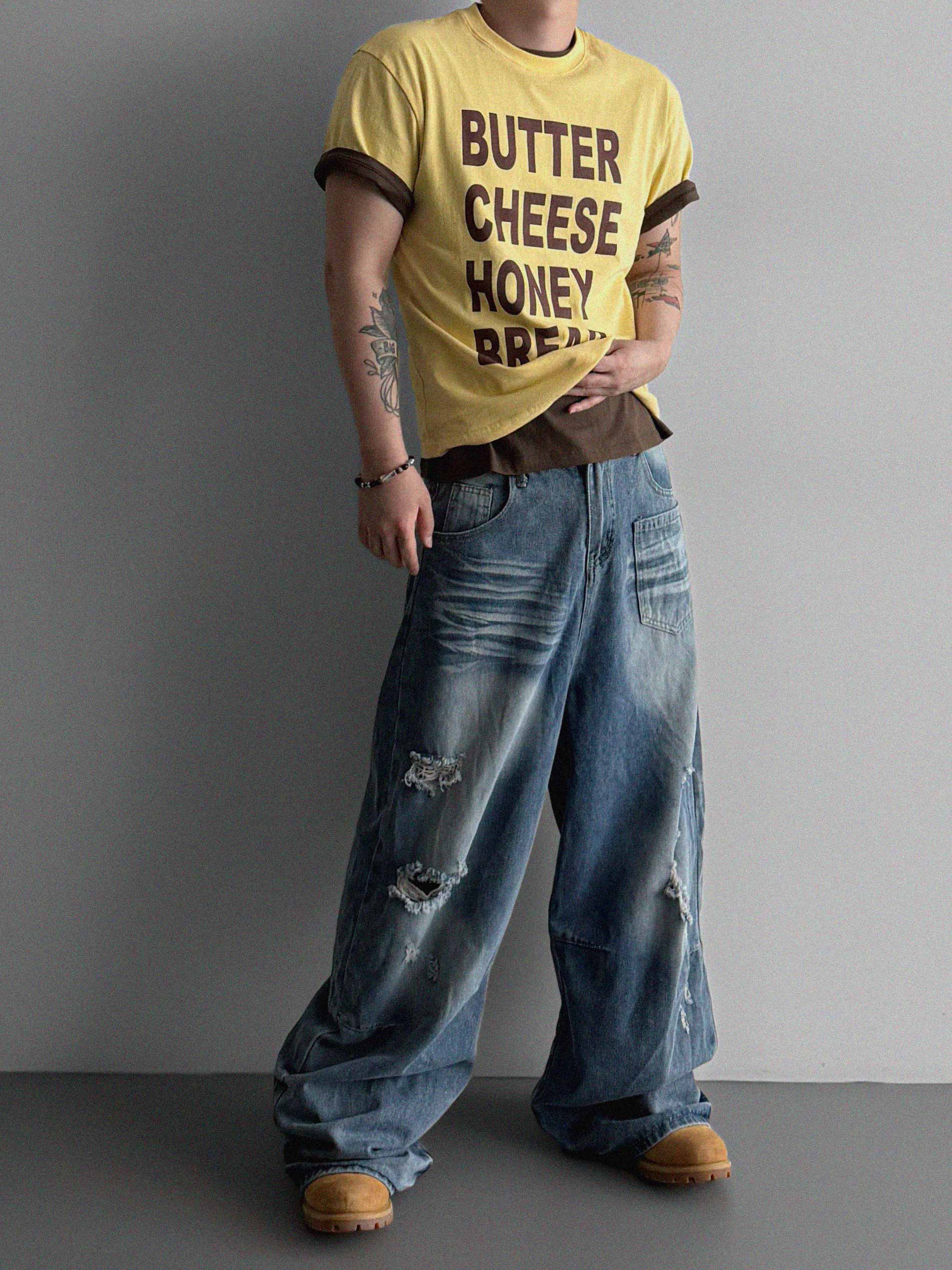Summer vintage wide denim pants