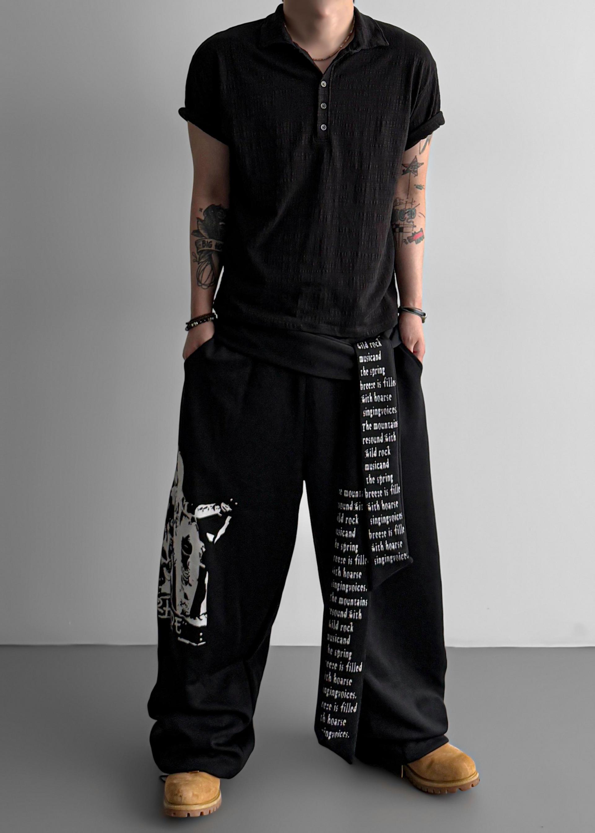 Lettering graphic strap sweat pants