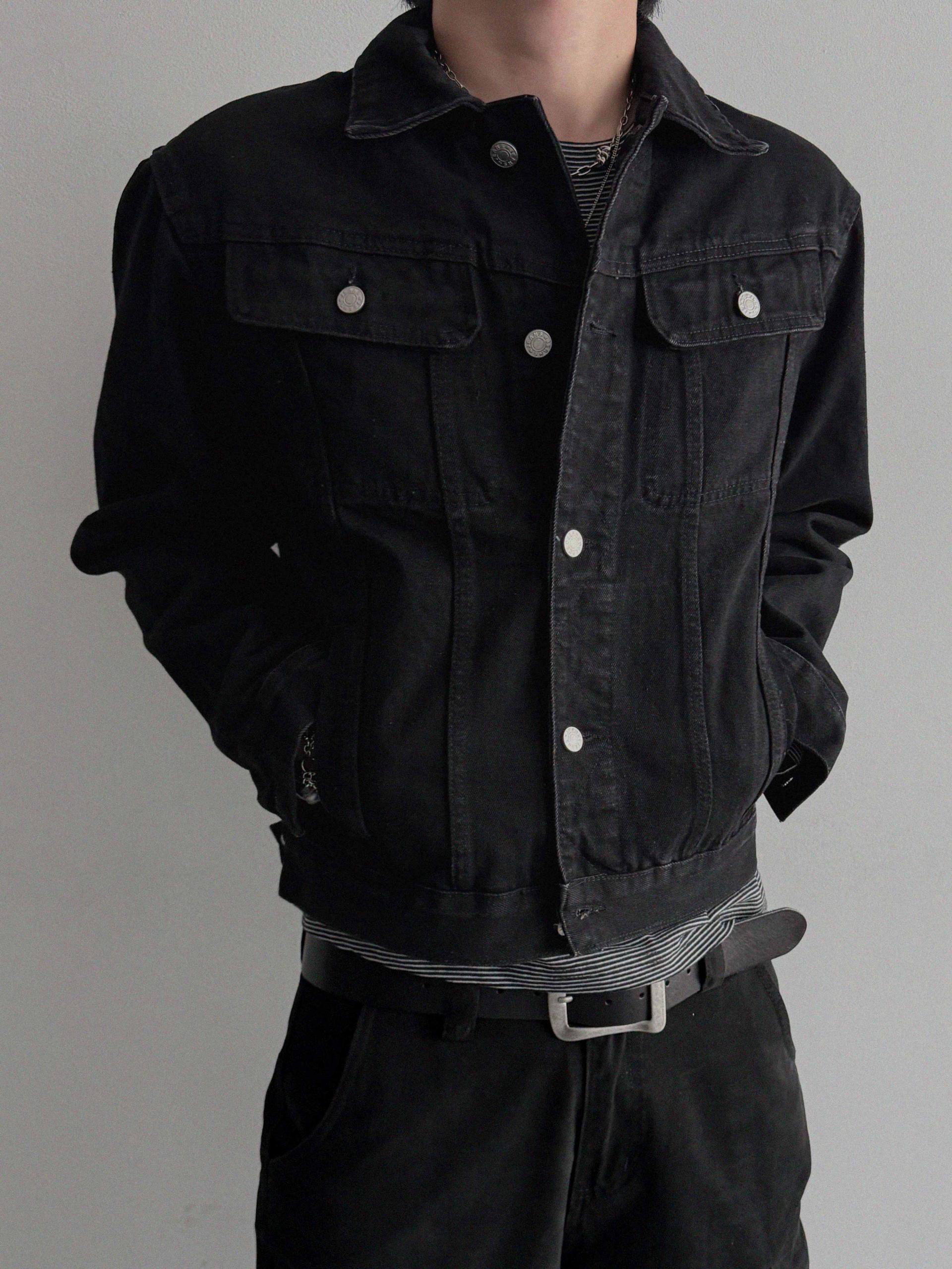 Minimal basic crop denim jacket