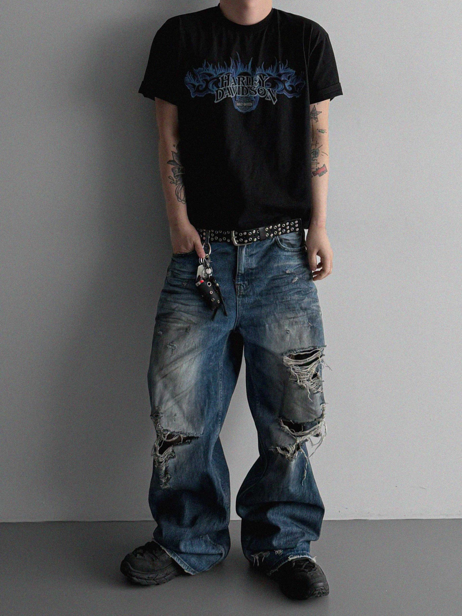 Flame harley crop half t
