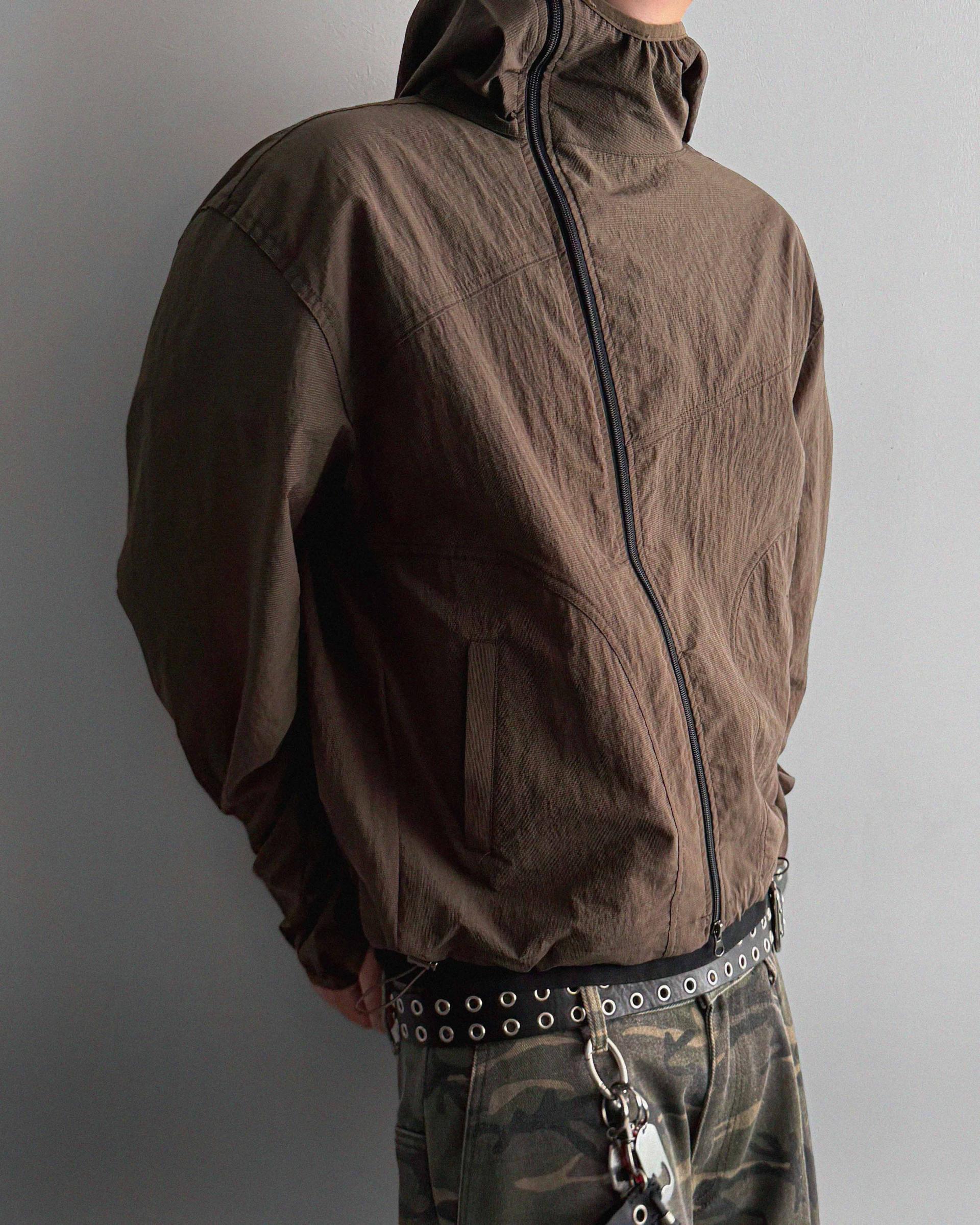Summer diagonal zipper hood jacket