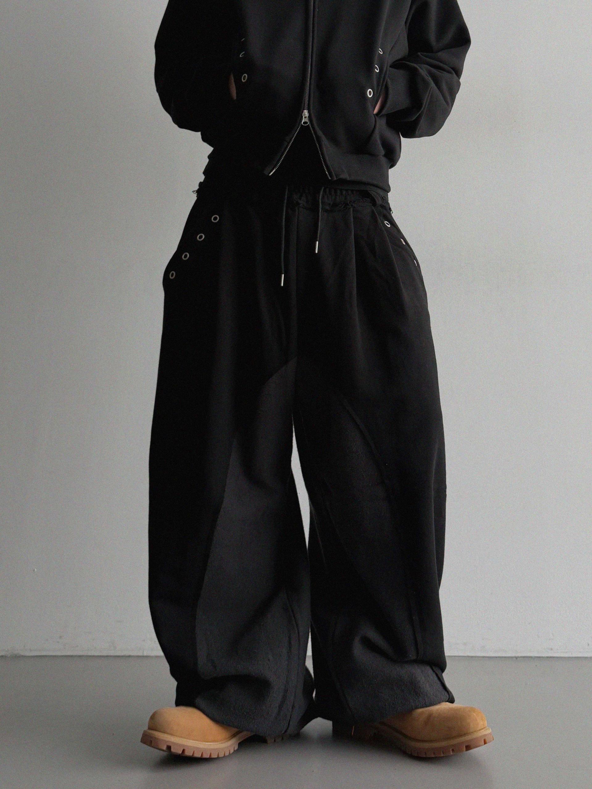 Color blocked eyelet wide sweat pants
