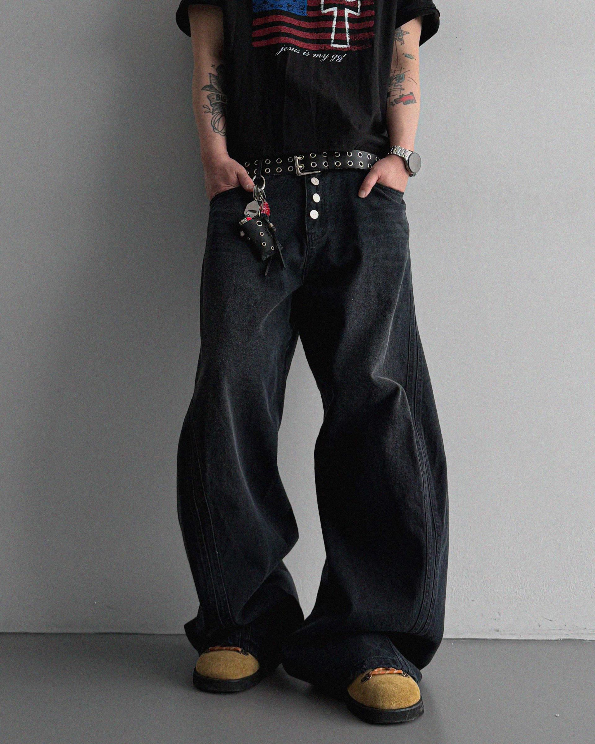 Cachion twisted wide denim pants