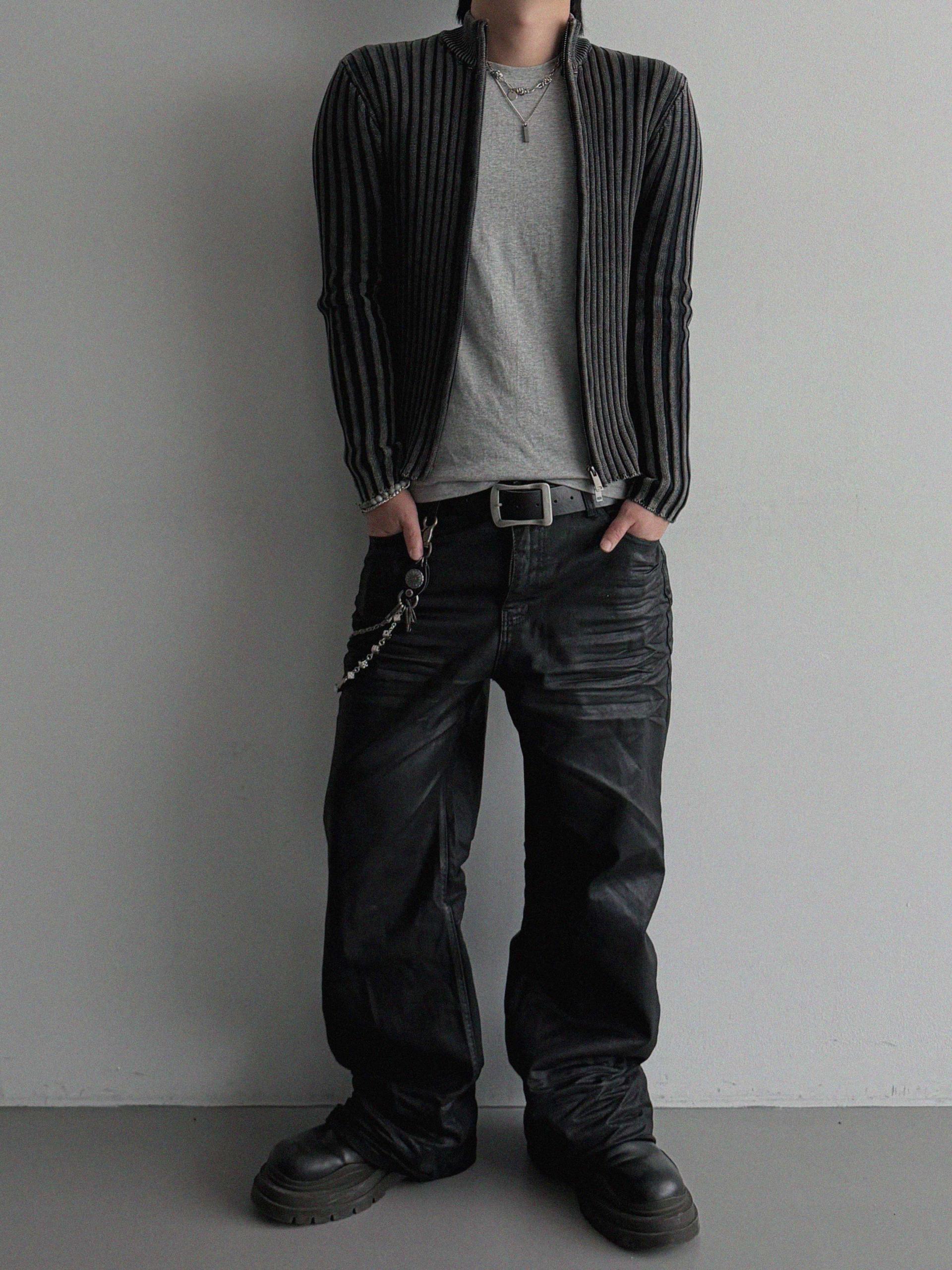 Embo coated semi flare pants