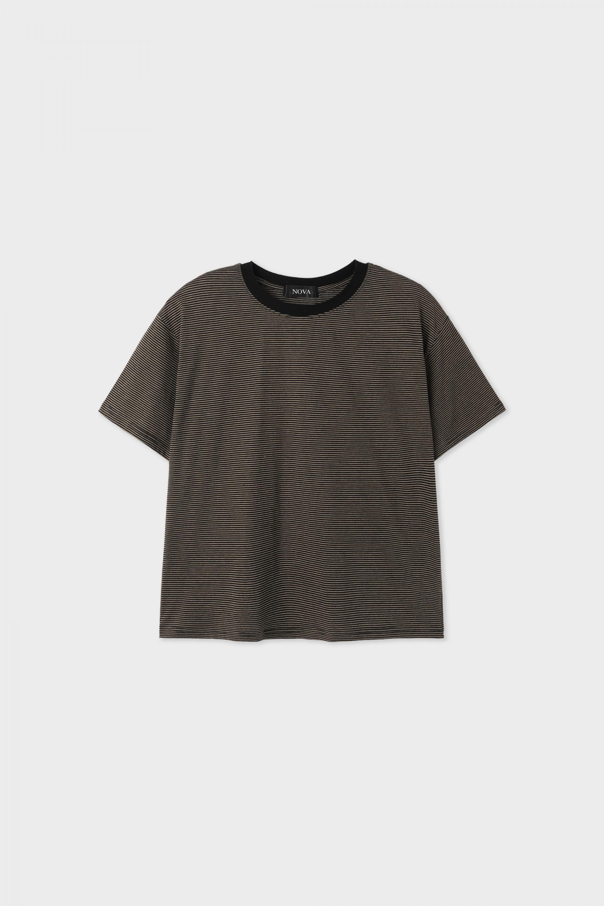 Stripe ringer crop half t