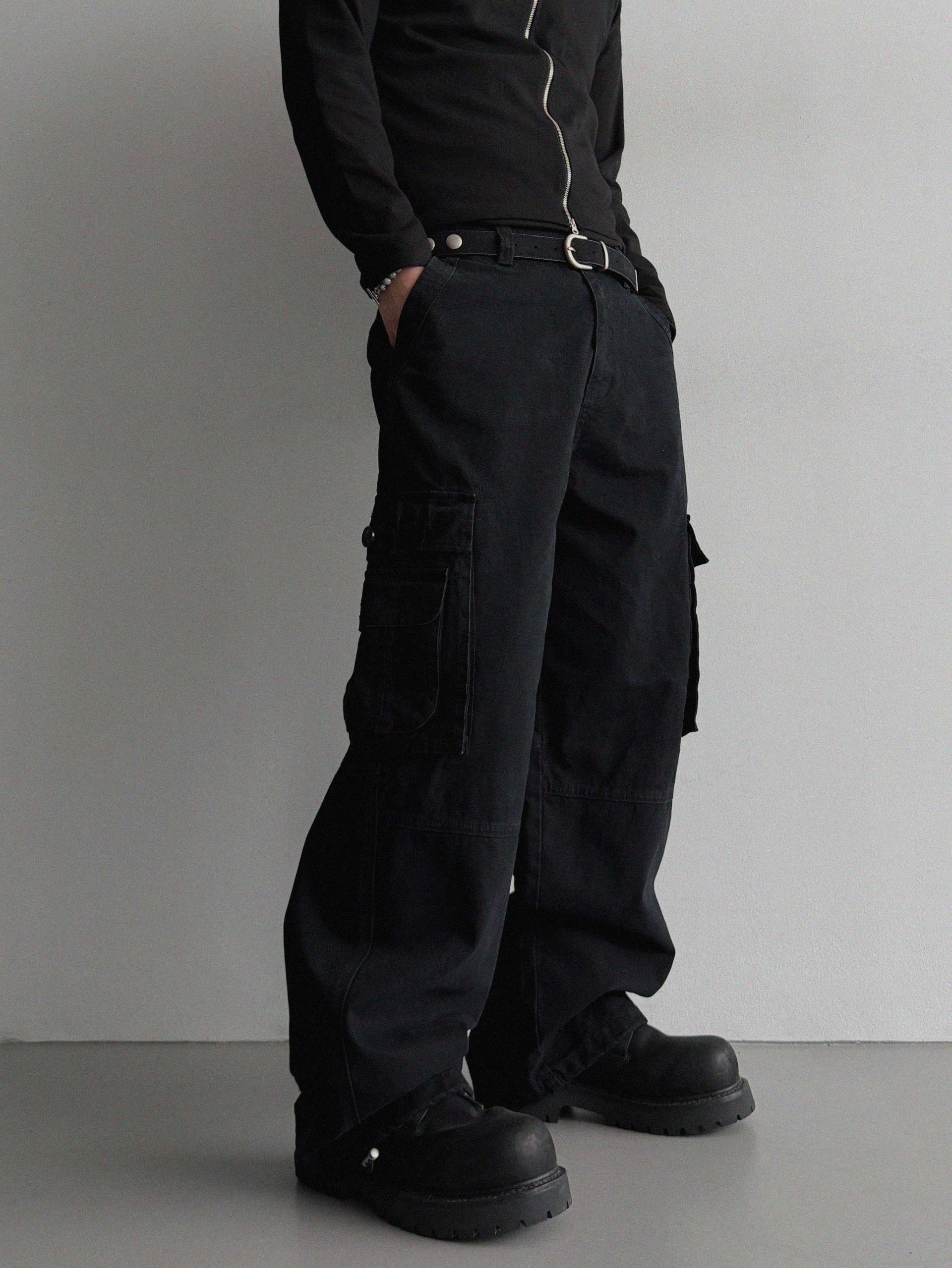 Ampty dyeing wide cargo pants