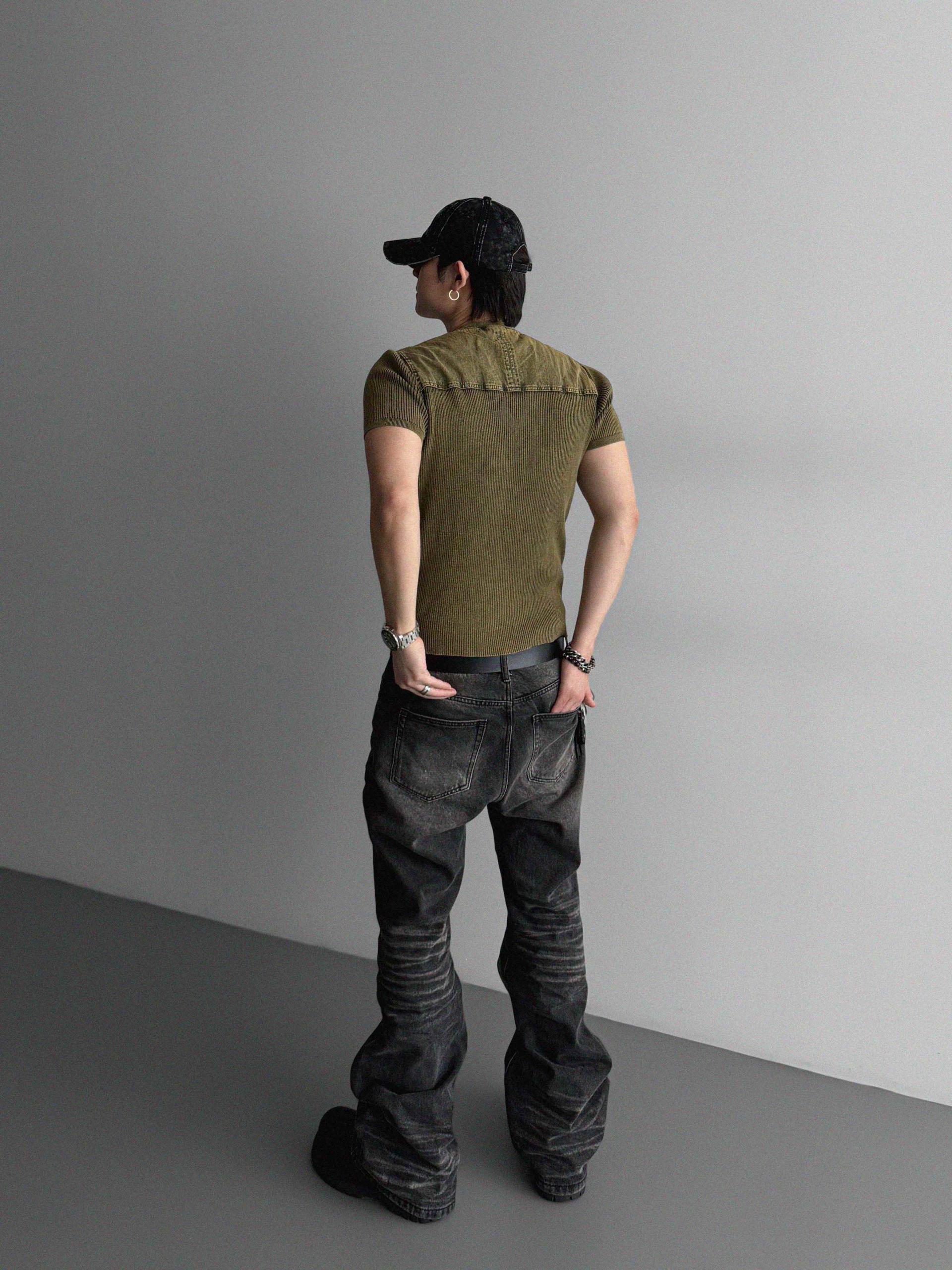 Pigment panel slim half knit