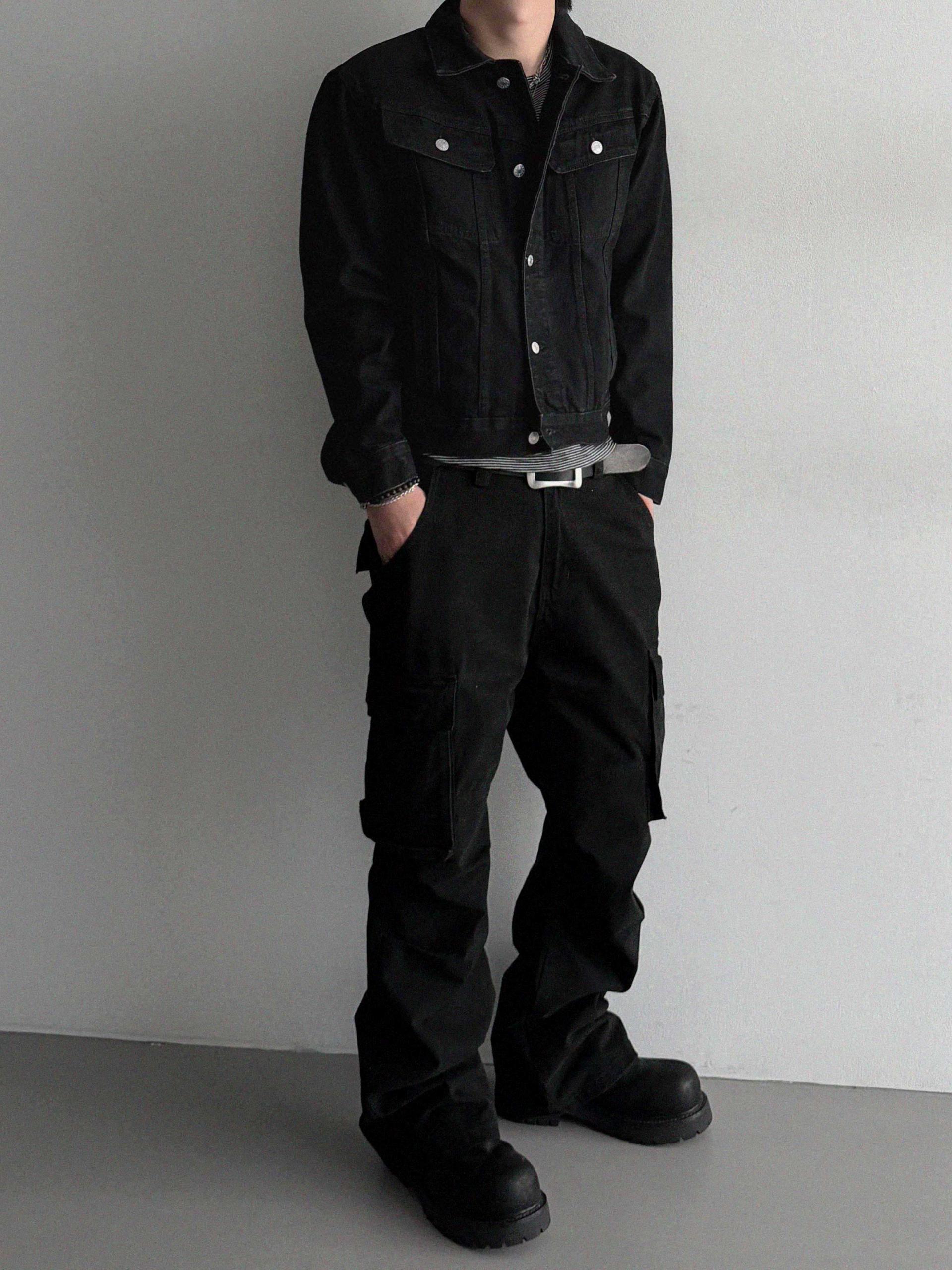 Minimal basic crop denim jacket