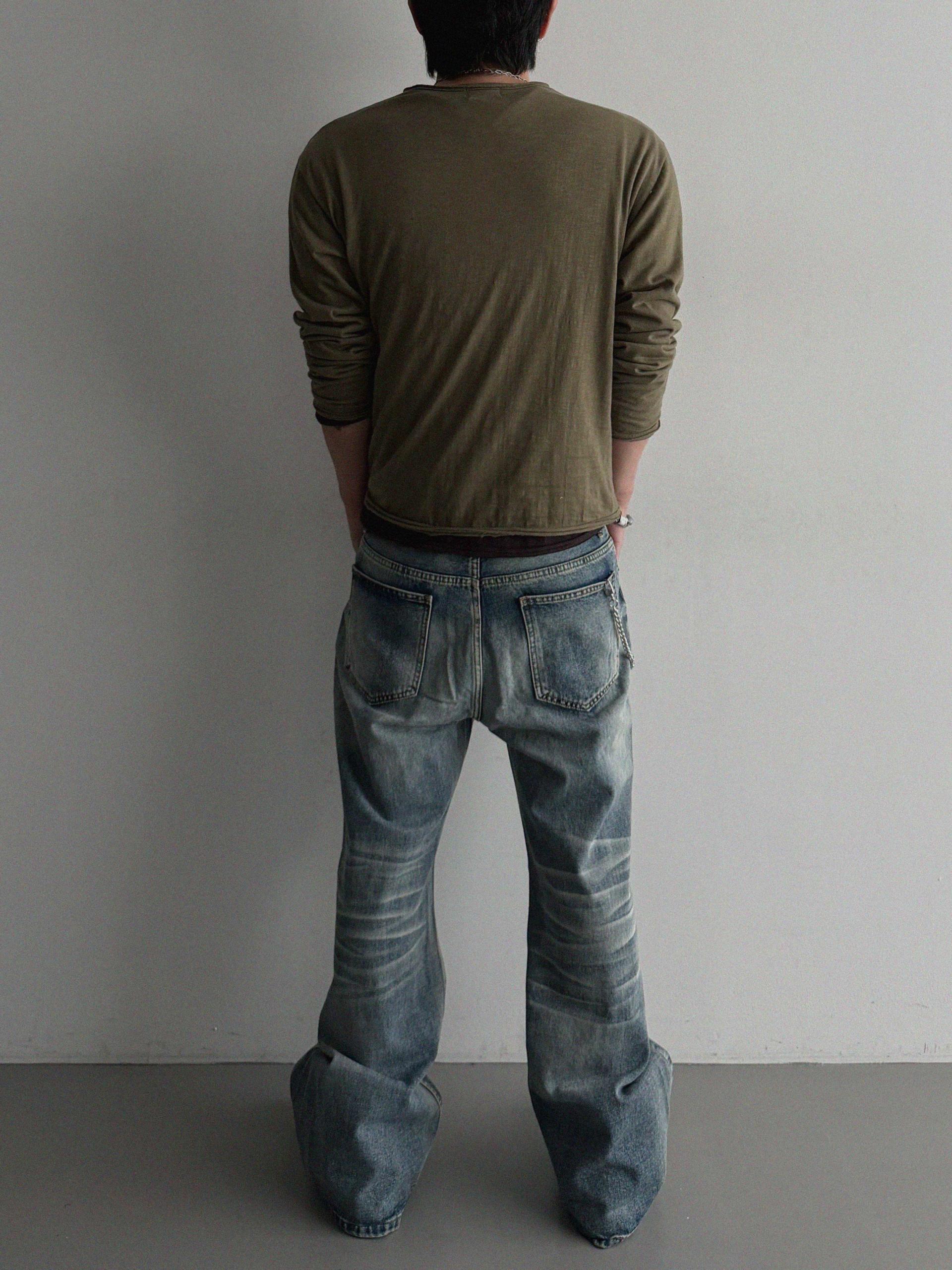 Mobe sand flare denim pants