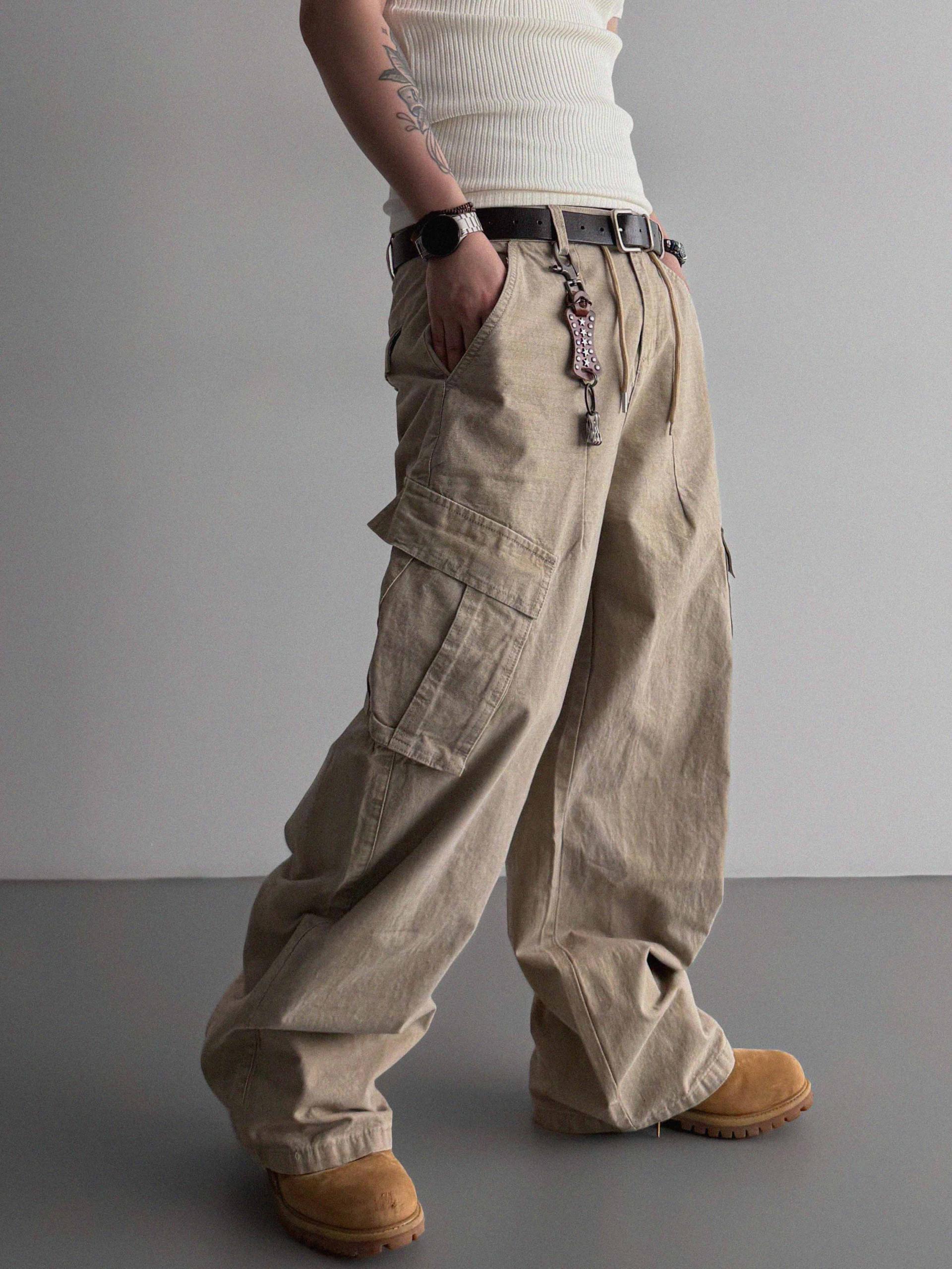 Dyed ripstop cargo curved pants