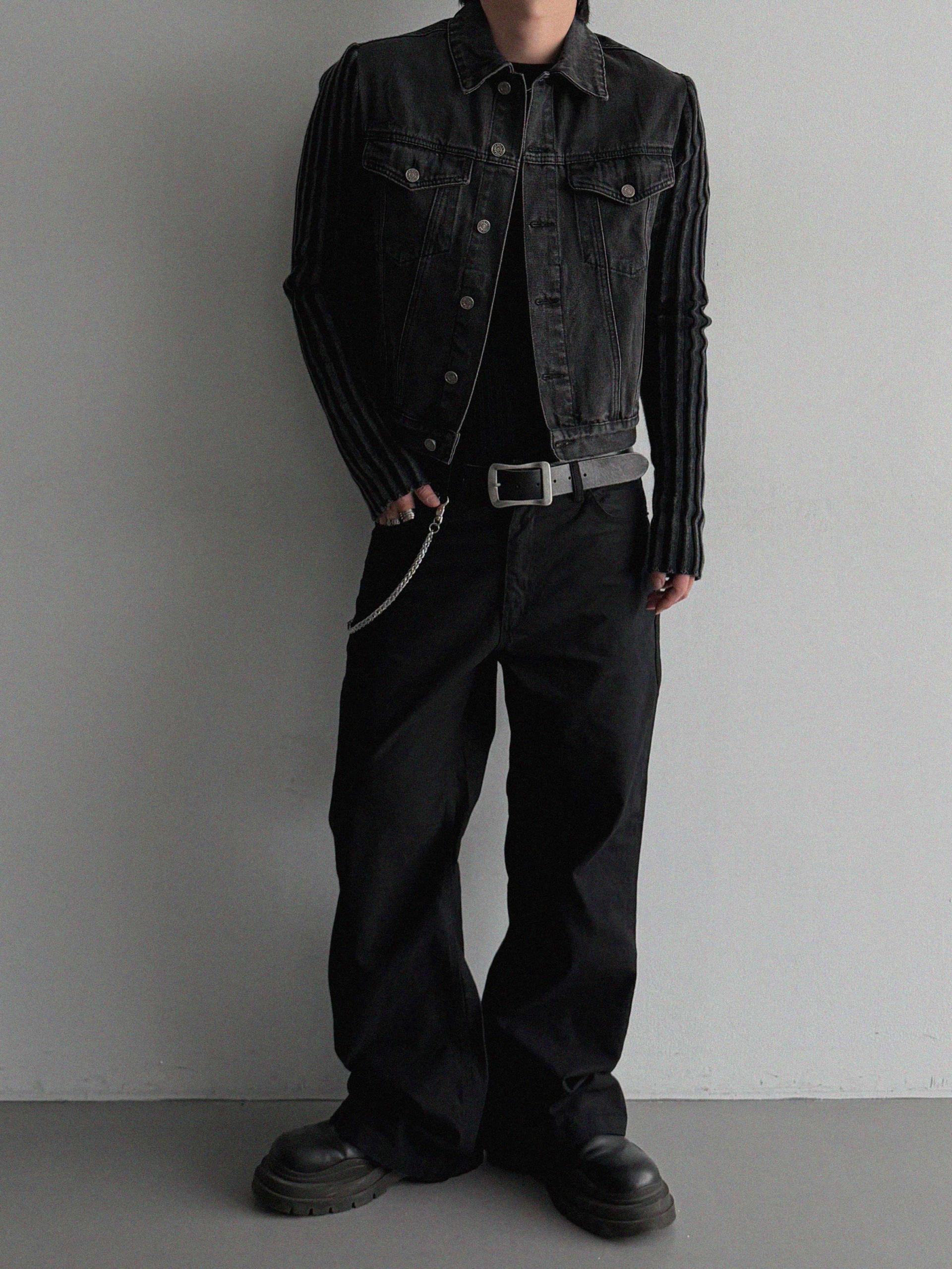 Shadow knit denim crop jacket