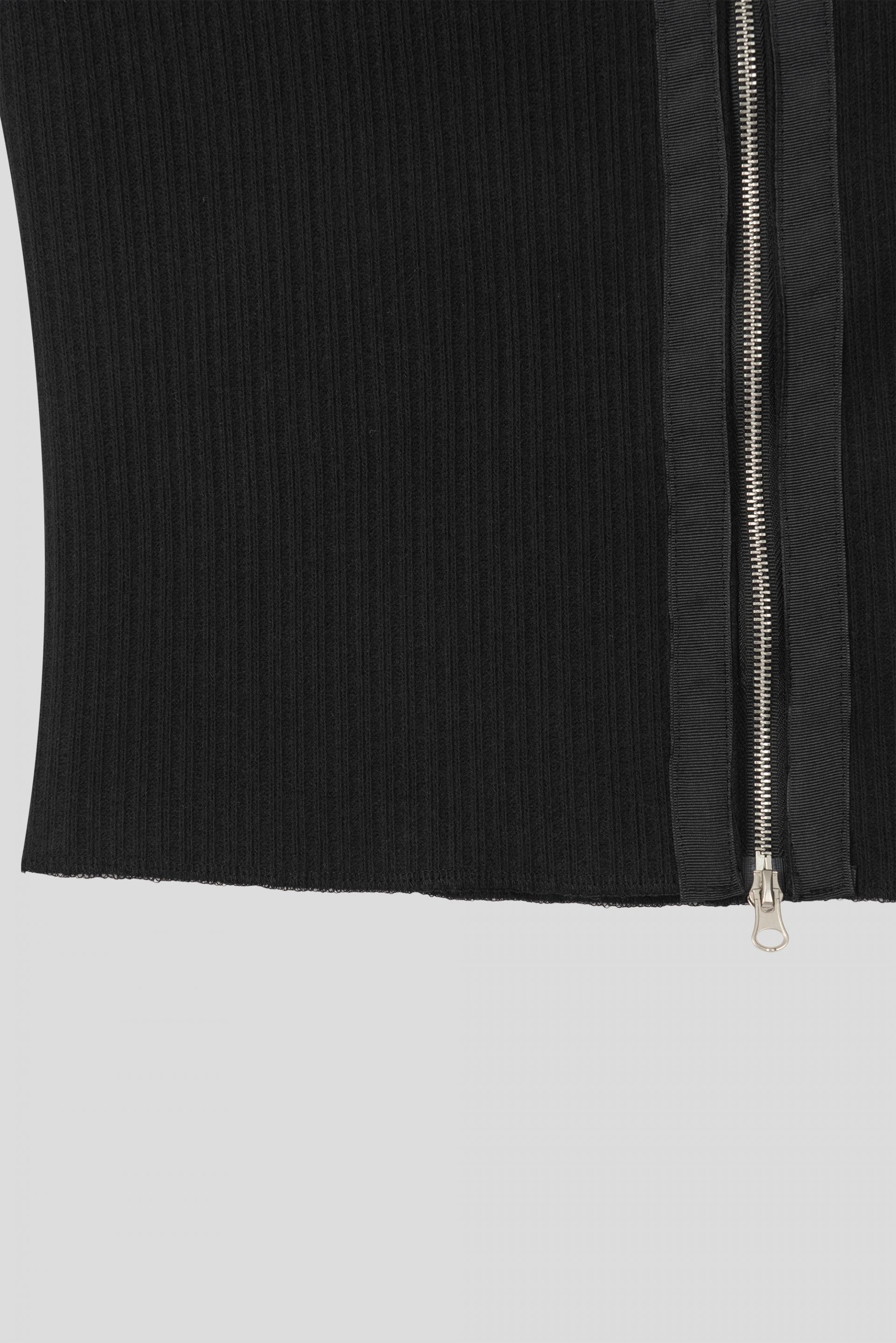 Shadow leather panel knit zip-up