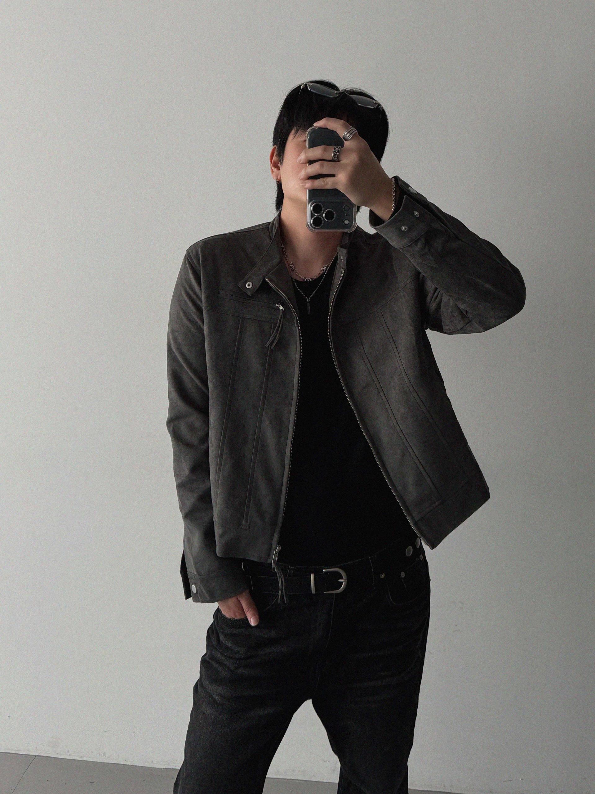 Lemans biker suede crop jacket
