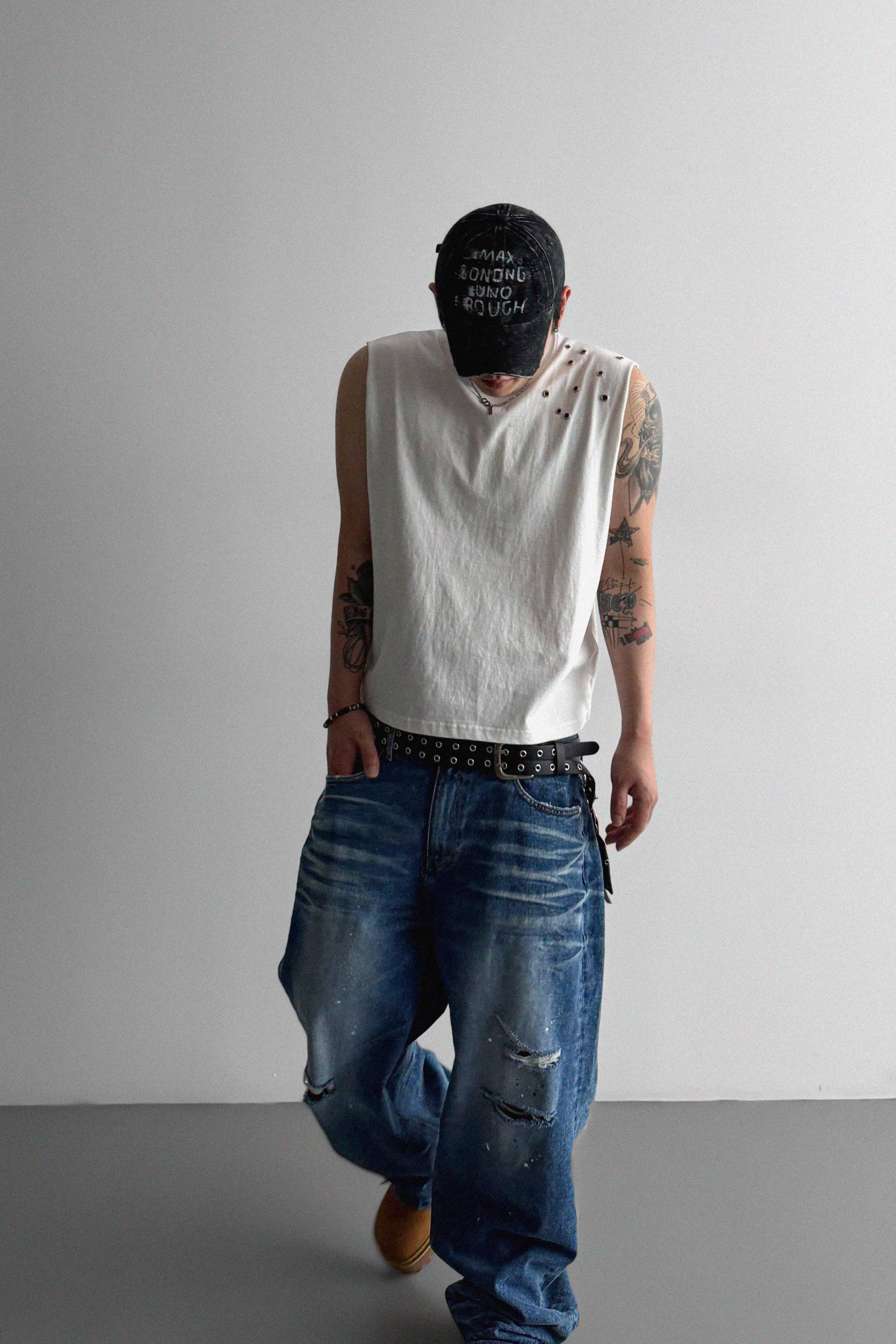 Ver-embo vintage denim pants