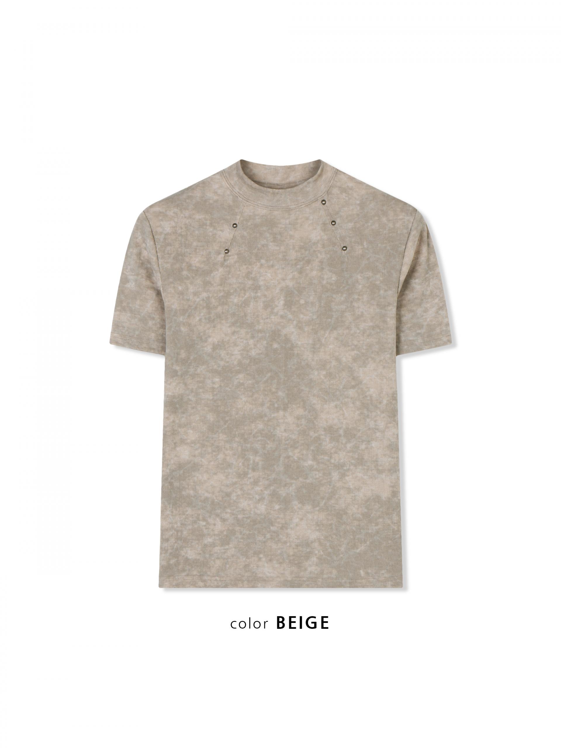 Vintage rivet mock neck muscle half t