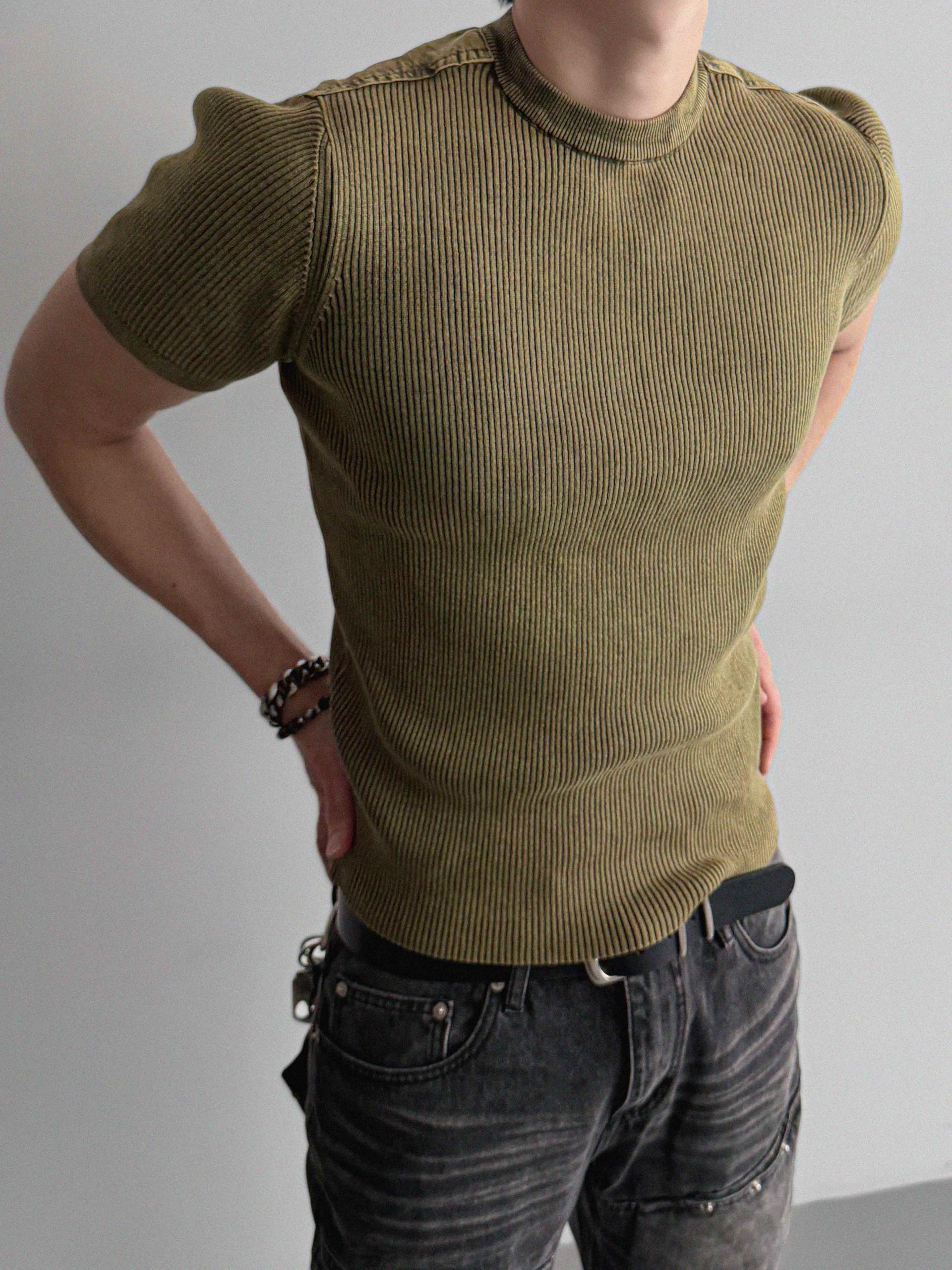 Pigment panel slim half knit