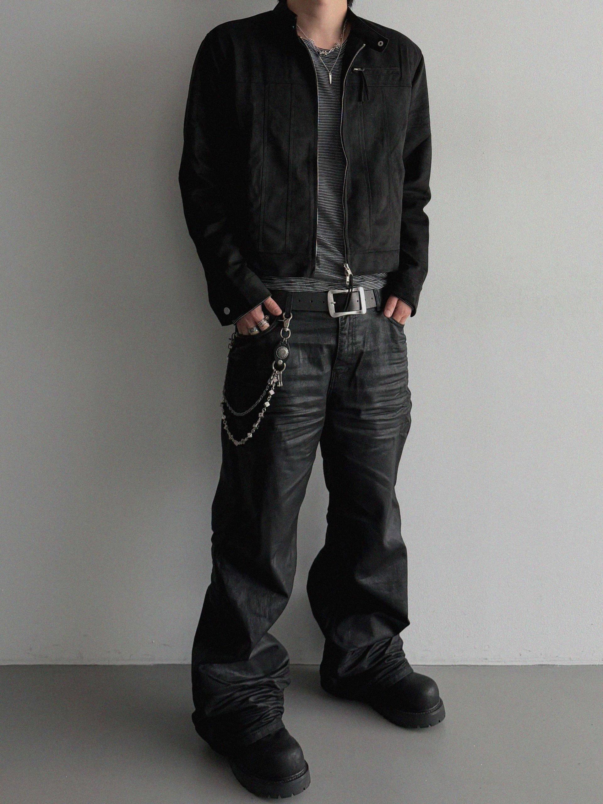 Lemans biker suede crop jacket