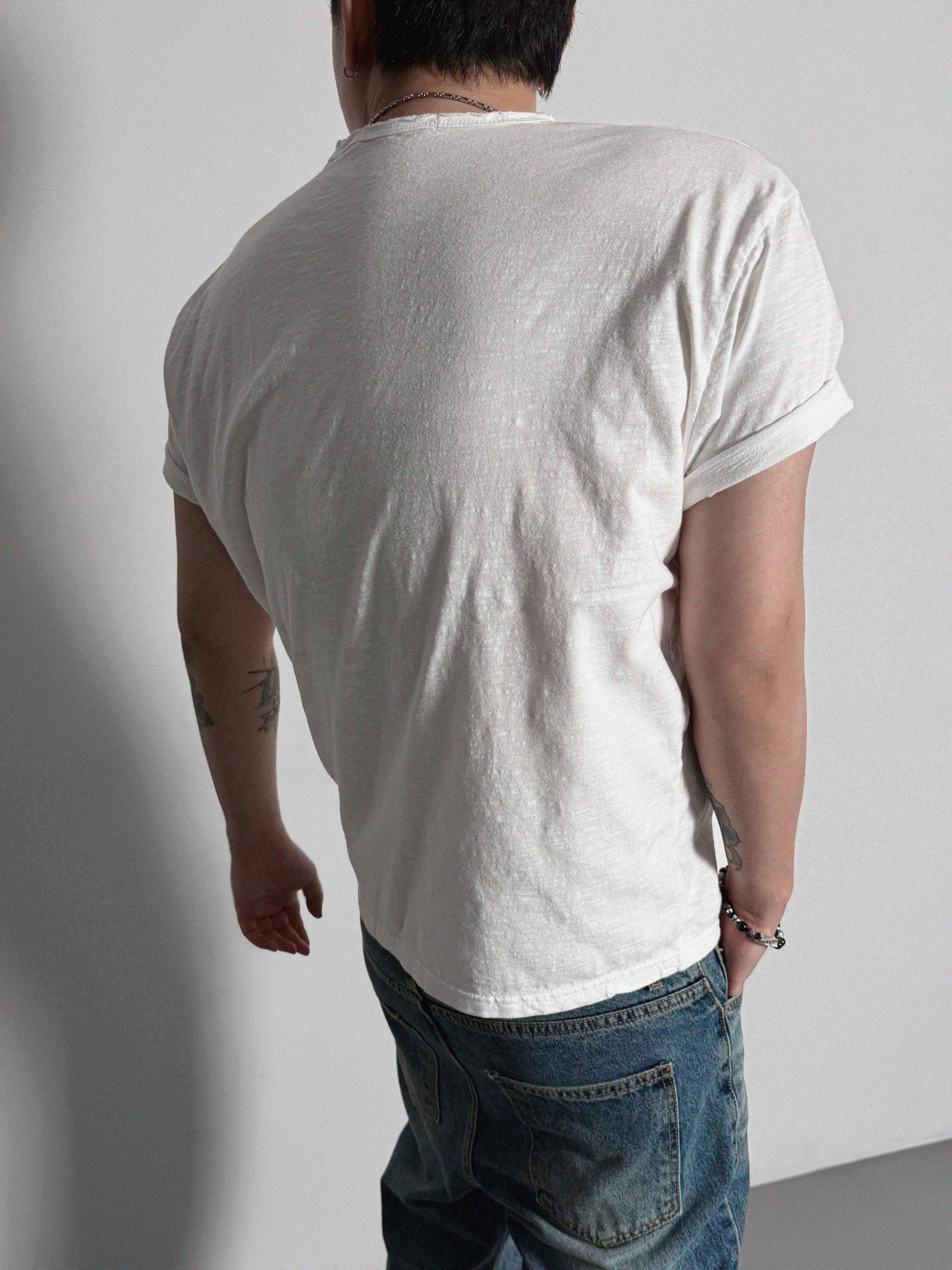 Slab cut u-neck half t
