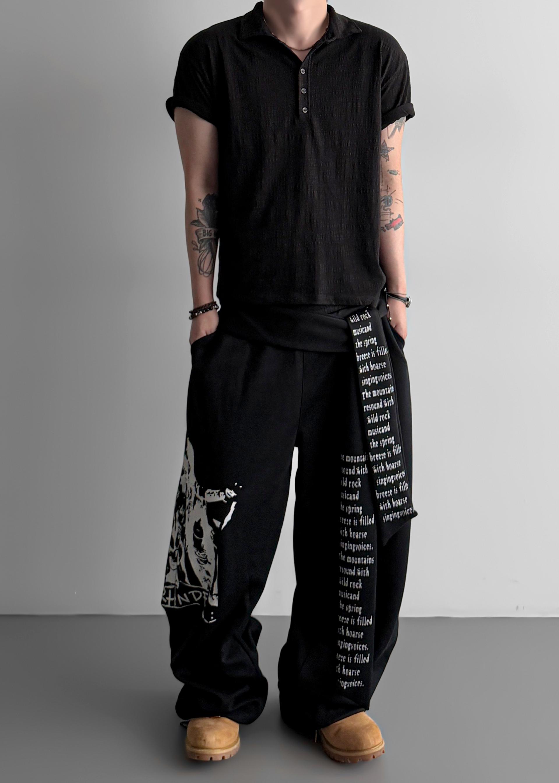 Lettering graphic strap sweat pants