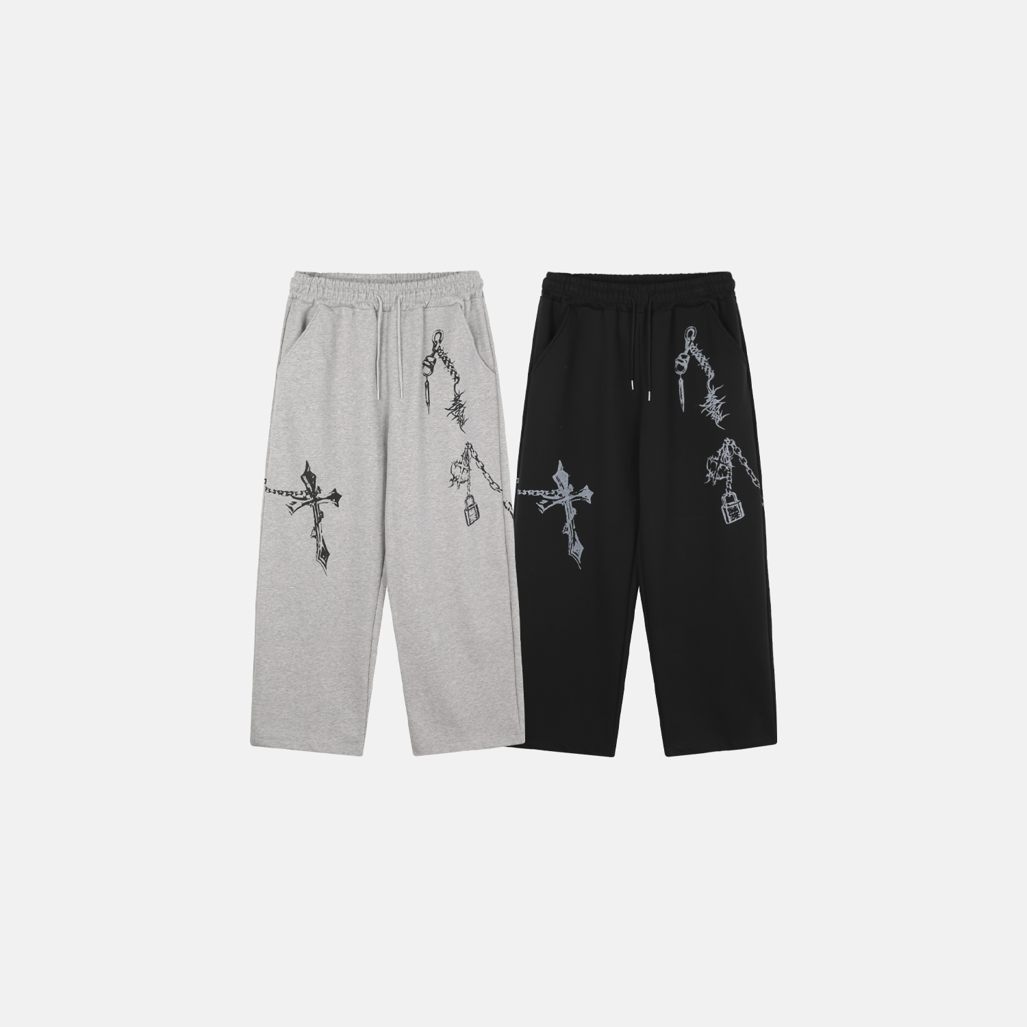 Keyring printed wide sweat pants