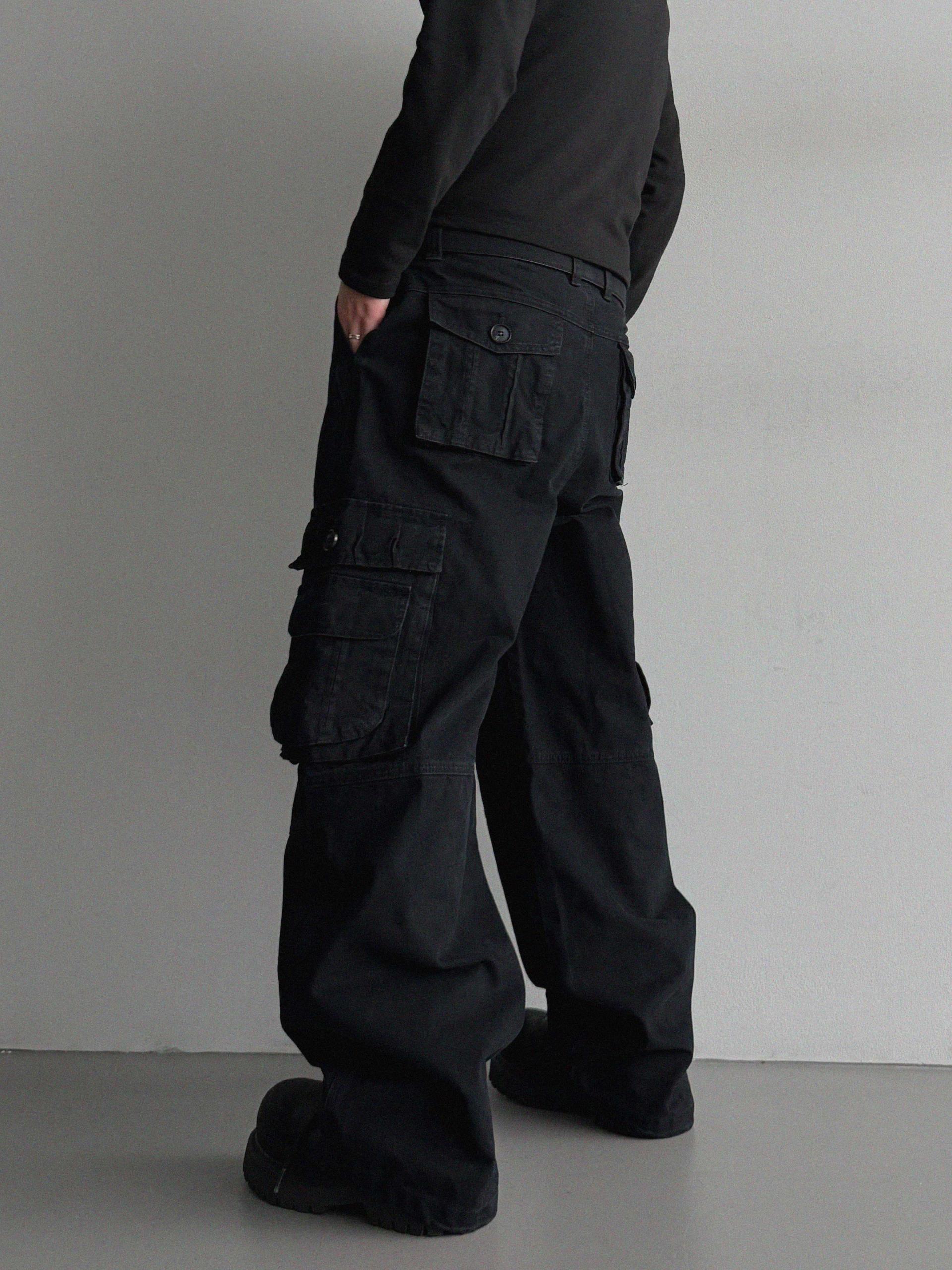Ampty dyeing wide cargo pants