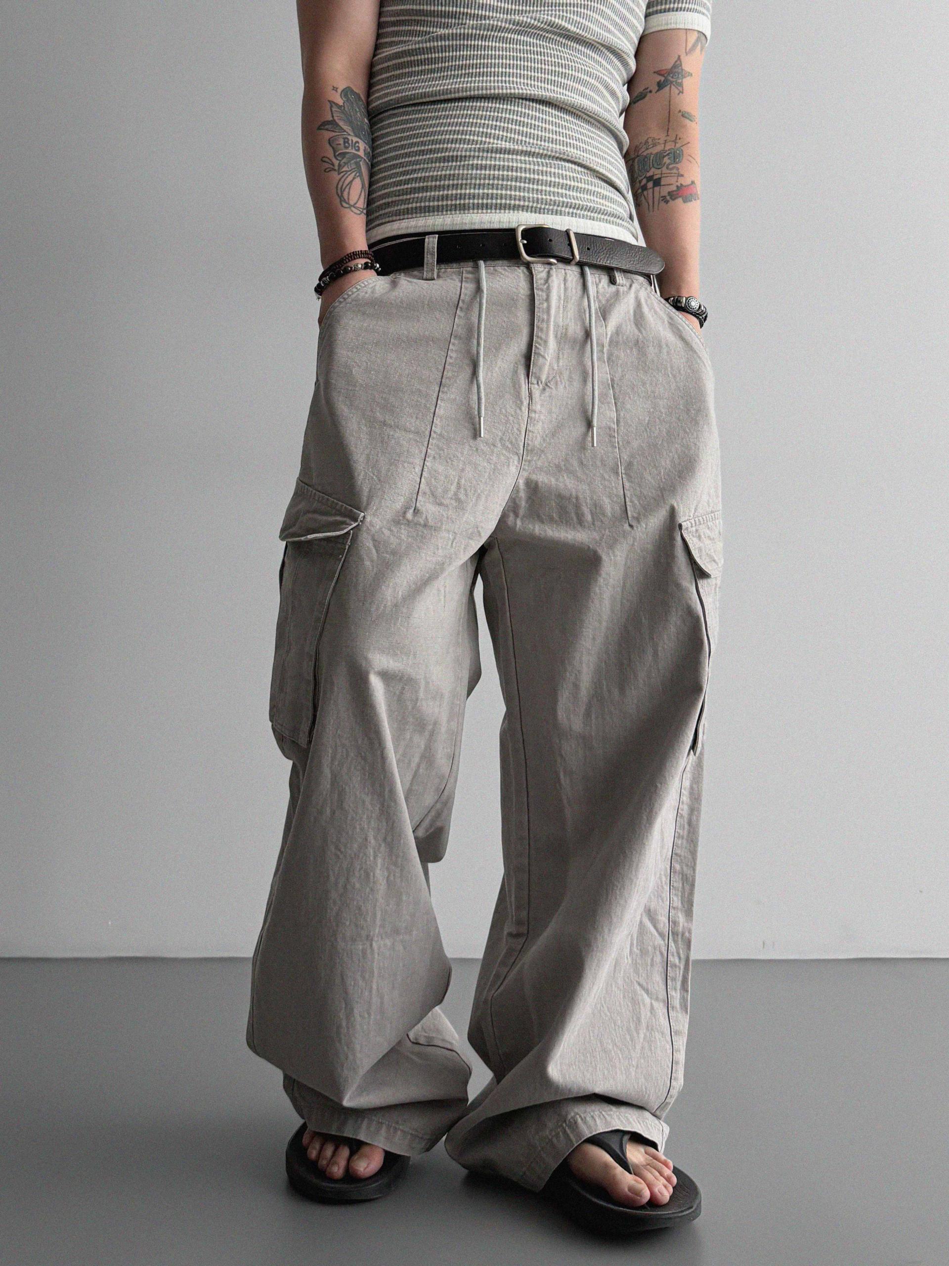Dyed ripstop cargo curved pants