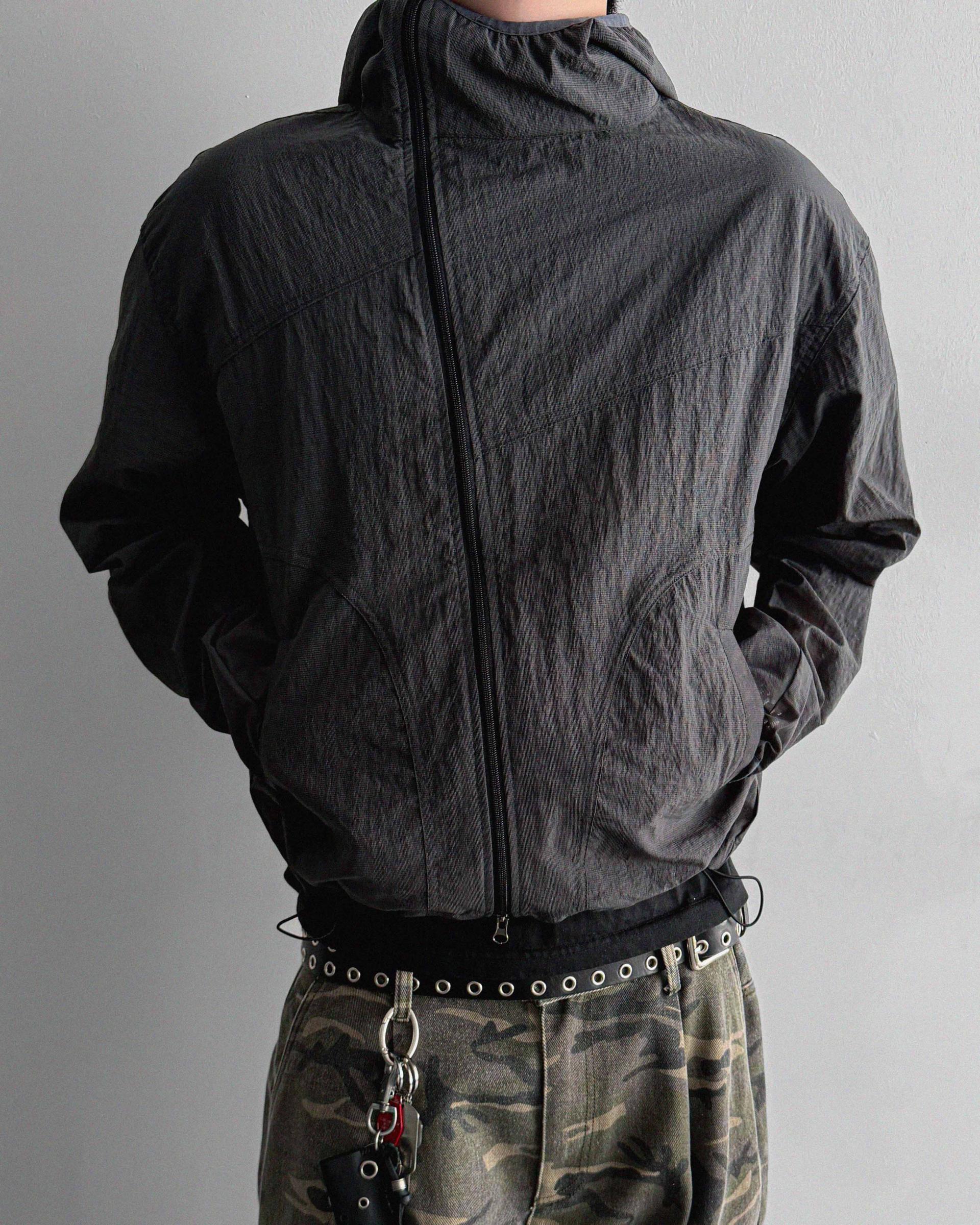 Summer diagonal zipper hood jacket