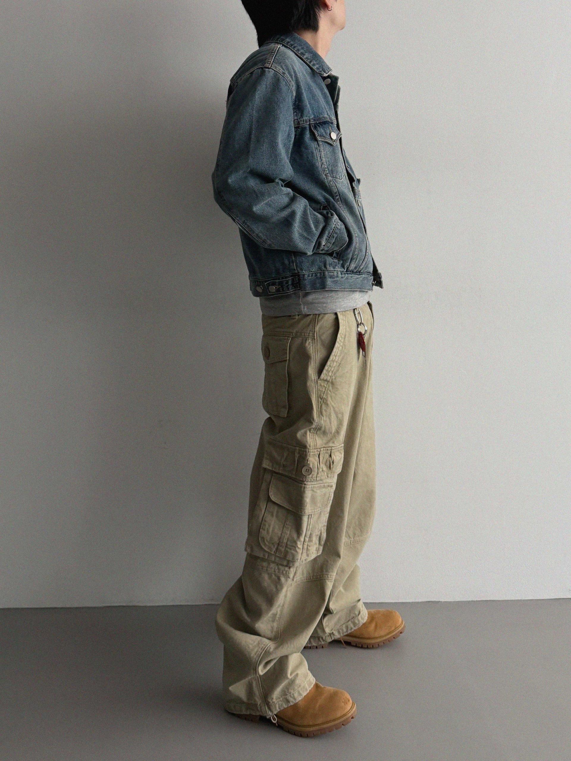 Ampty dyeing wide cargo pants
