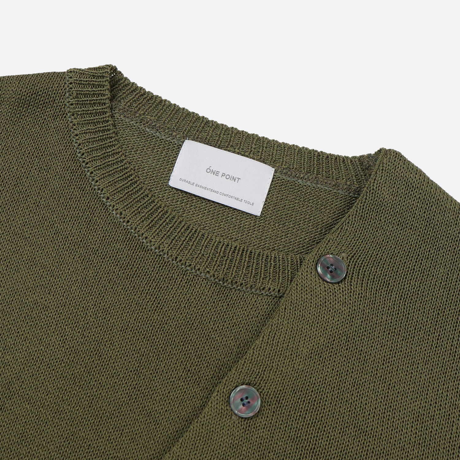 Slit button linen knit