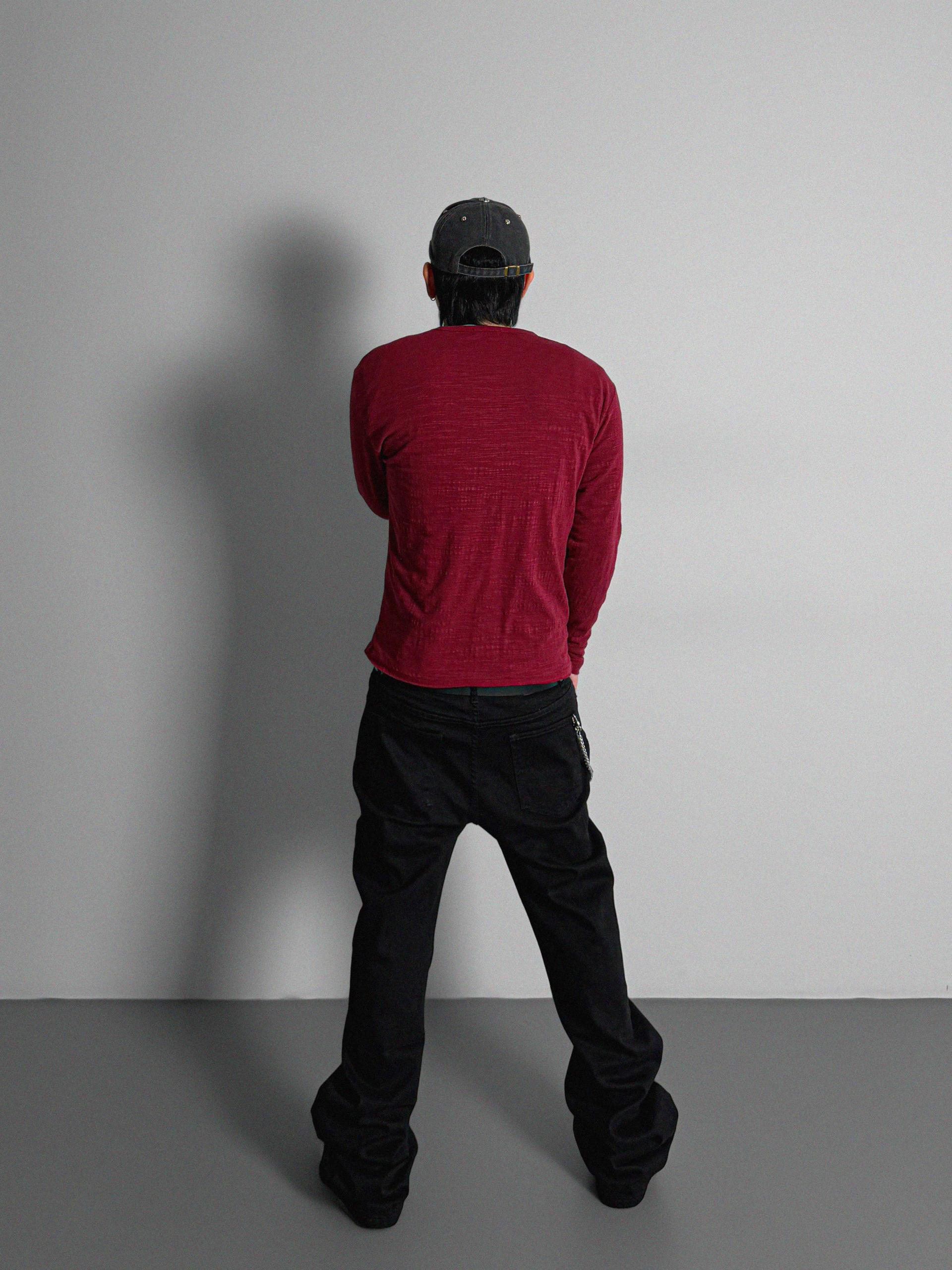 Button slub henley neck slim t